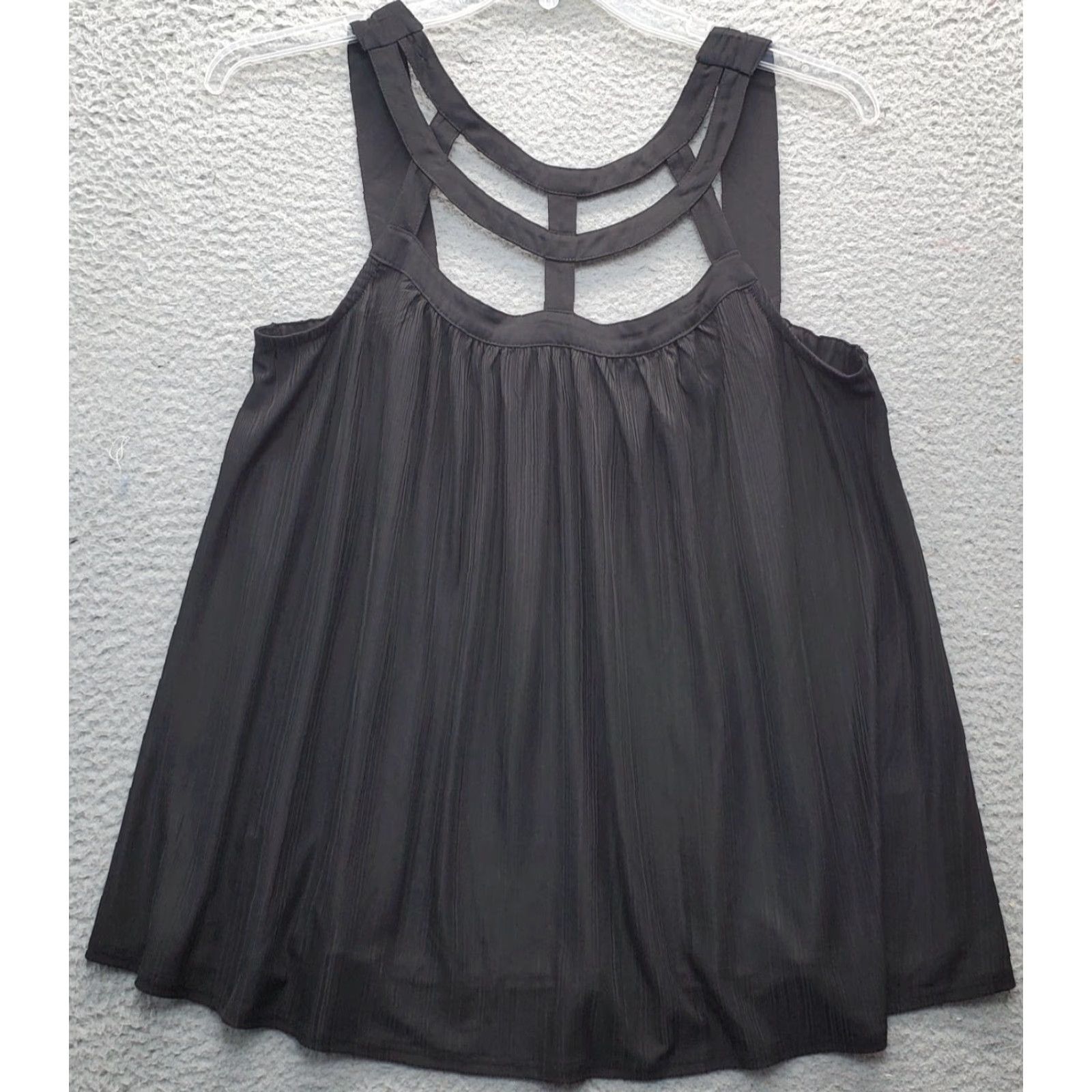Torrid Torrid Womens Size 0 Black Strappy Swing Tank Top Crepe Pleated Pullover Sleeveless Size XS / US 0-2 / IT 36-38 - 2 Thumbnail