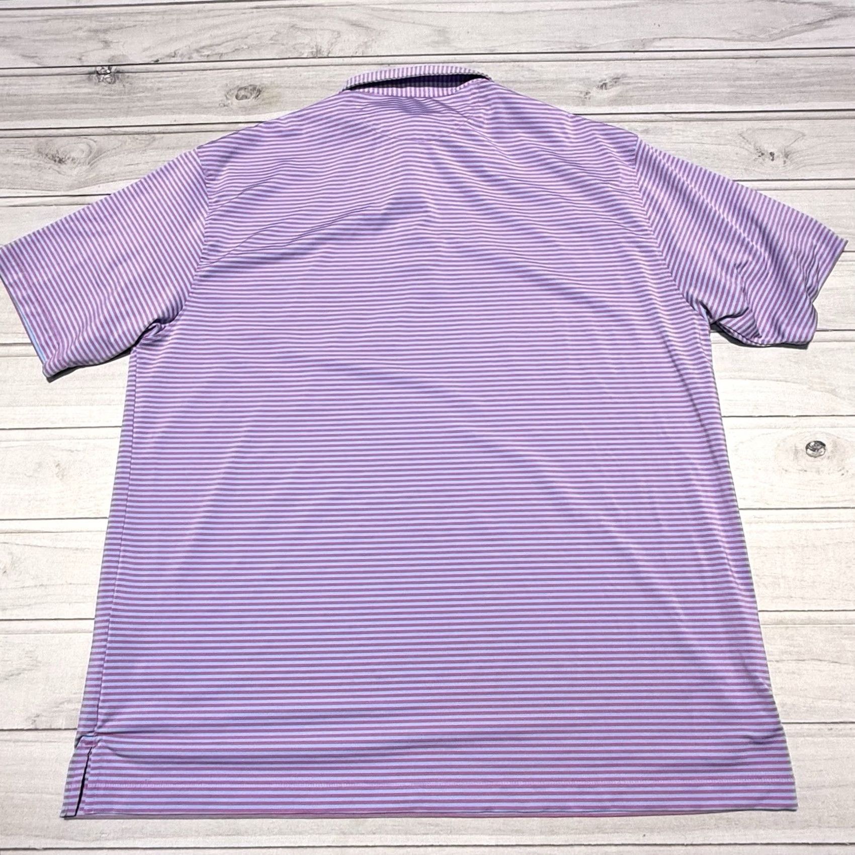 Vintage Horn Legend Polo Shirt Mens XL Pink Blue Striped Golf Performance Stretch Shirt Size US XL / EU 56 / 4 - 4 Thumbnail