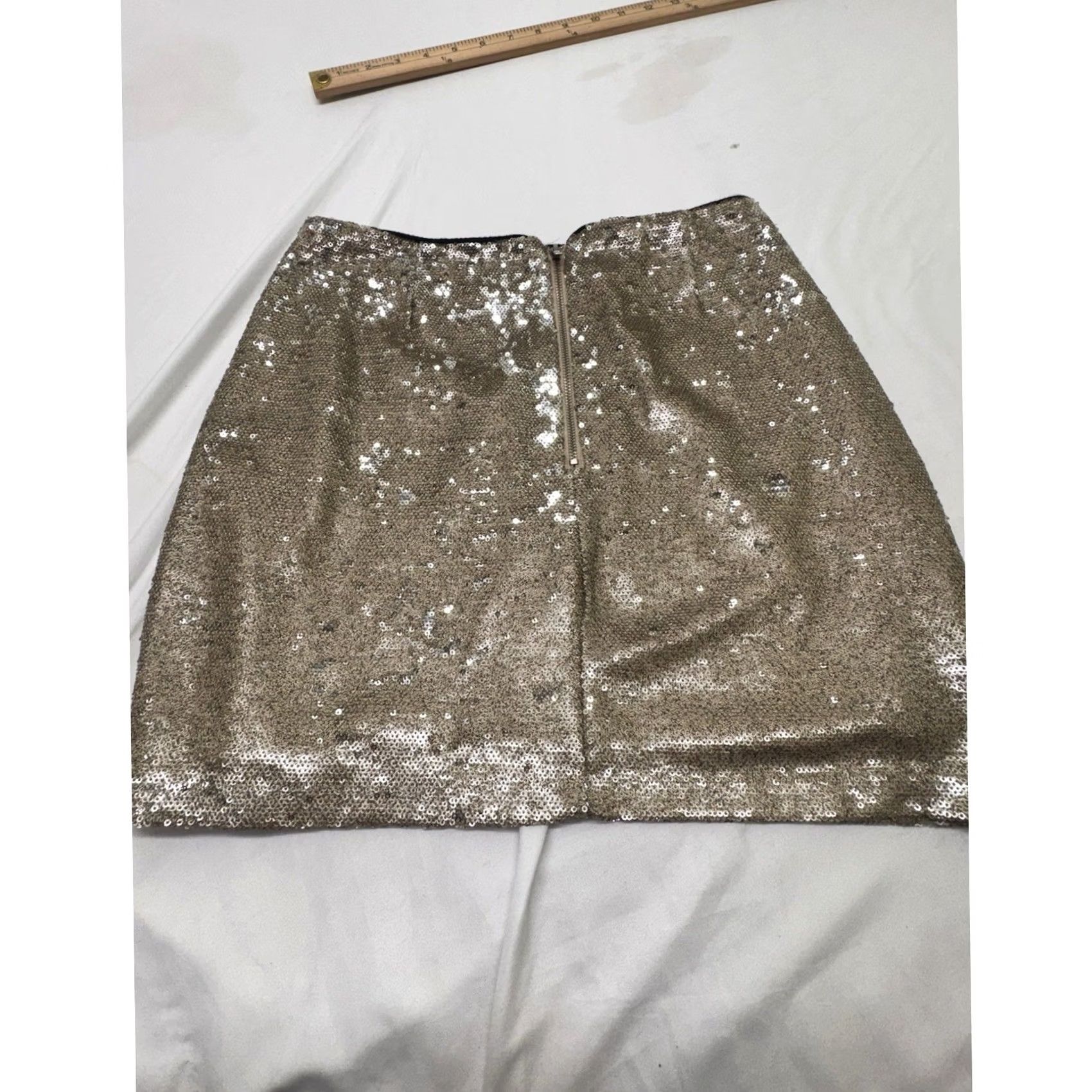 Forever 21 FOREVER 21 Skirt Womens M Gold Sequin Zip Lined Polyester Short Size 32" / US 10 / IT 46 - 6 Thumbnail