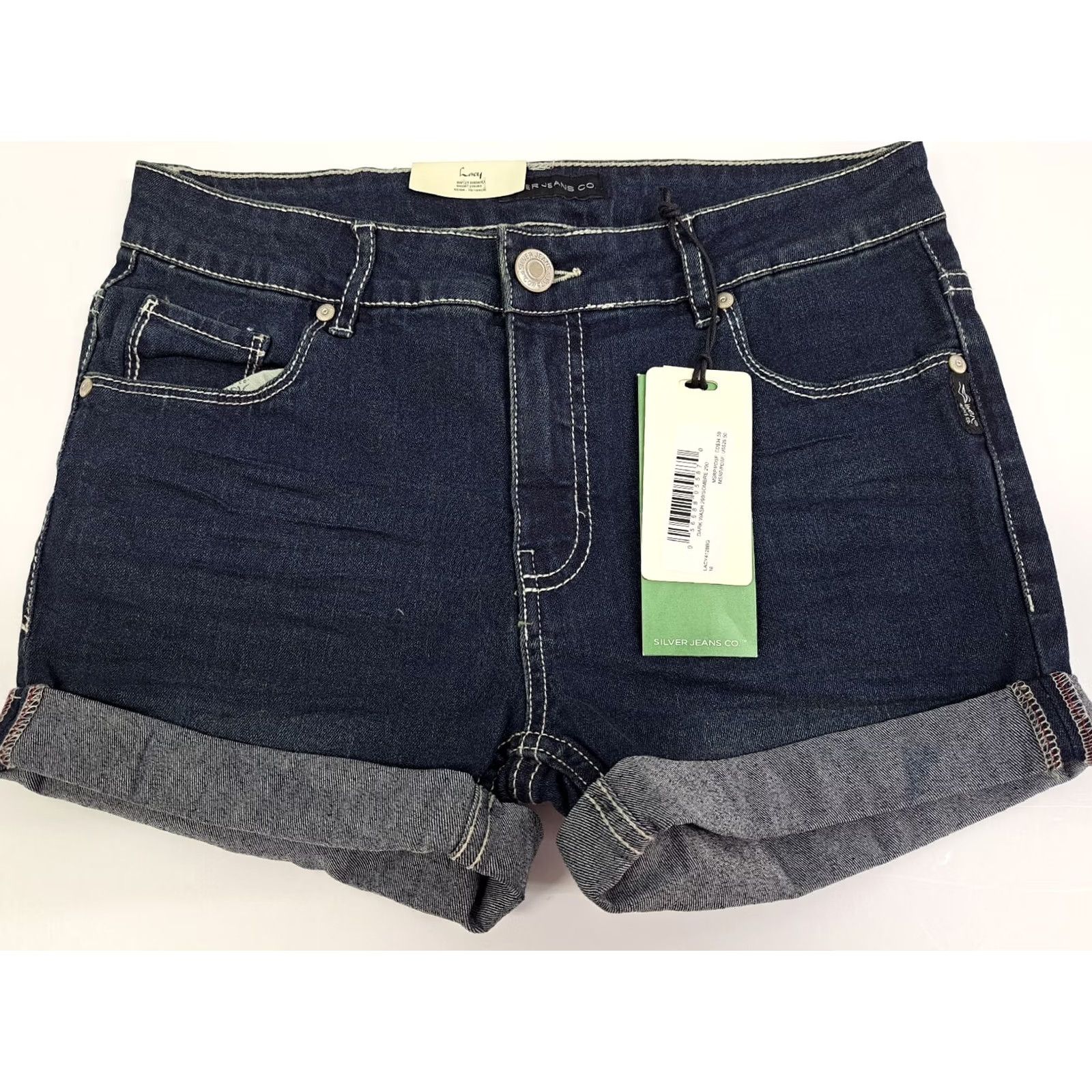 Silver Jeans Co. Silver Jeans Womens 27/28 Mid Rise Denim Shorts Embroidered Cuffed Casual Blue 2.5in Inseam Mens? Size 27" / US 4 / IT 40 - 2 Thumbnail
