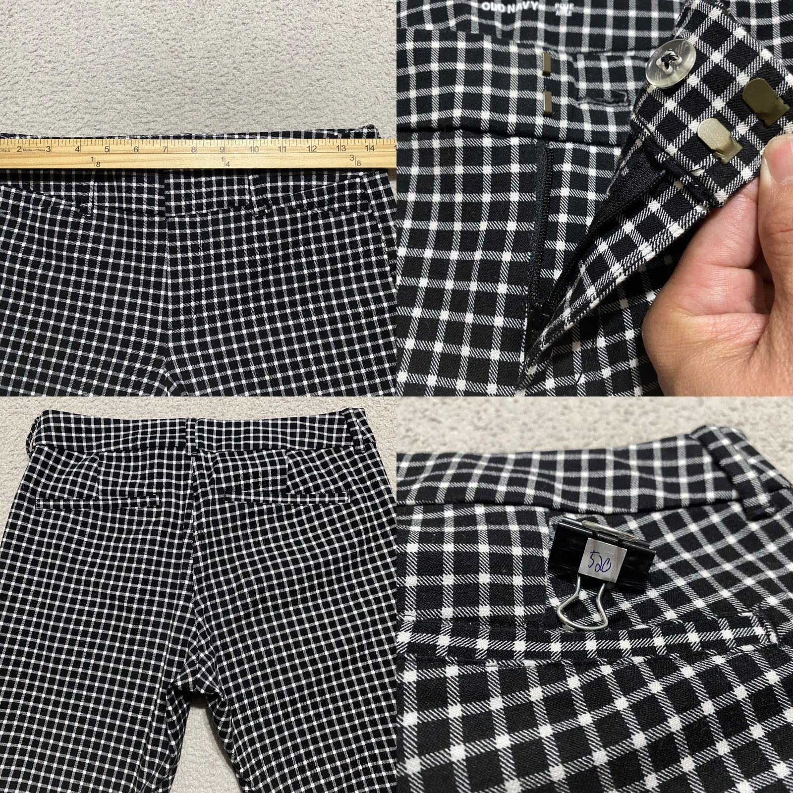 Old Navy Old Navy Plaid Pants Skinny Ankle 4 Womens Black Pixie Mid Rise Cotton Spandex Pocket Vintage Non-undefined Size 27" / US 4 / IT 40 - 8 Thumbnail