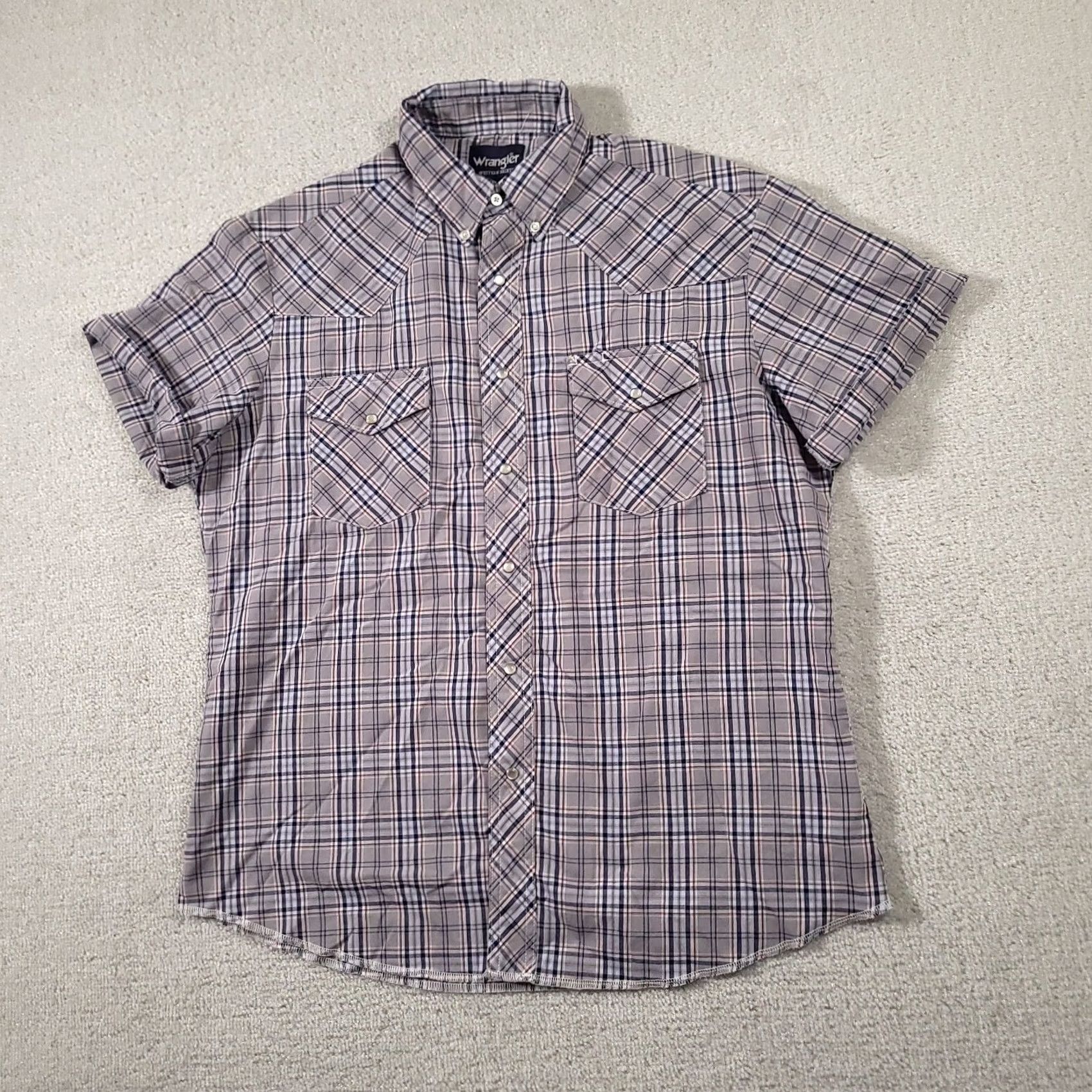 Wrangler Wrangler Shirt Mens L Blue Gray Pearl Snap Western Cowboy Rolled Sleeve Shirt Size US L / EU 52-54 / 3 - 2 Thumbnail