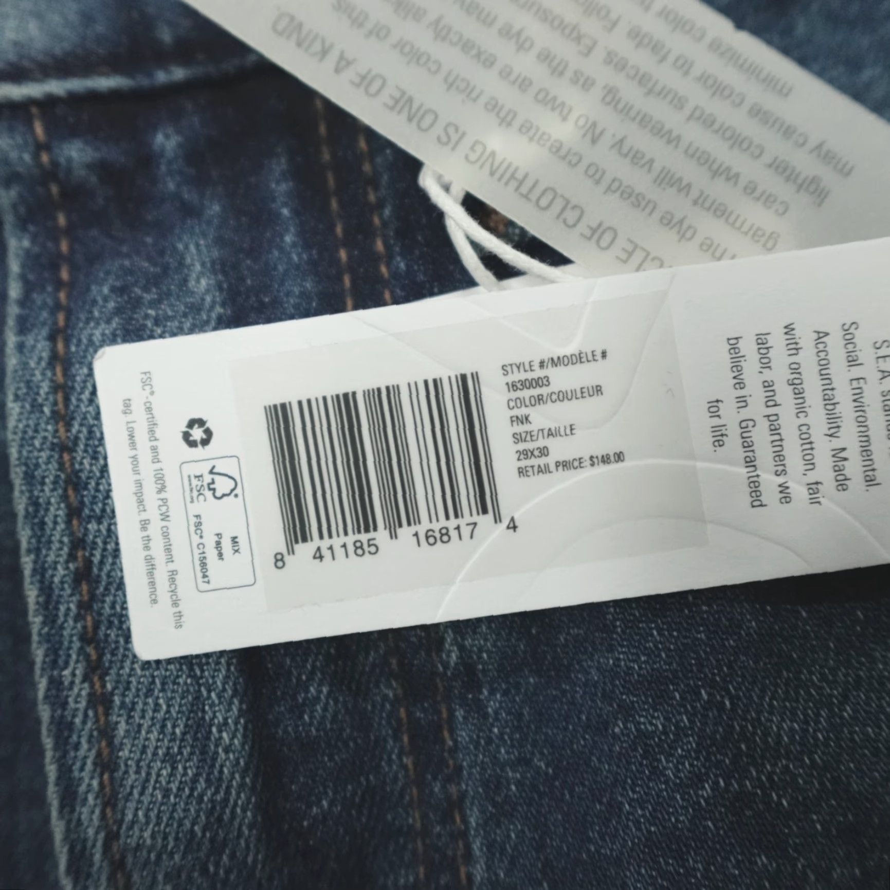 Outerknown Outerknown Sea Jeans Local Straight Fit Denim 29x30 Blue Organic Cotton Mens Jeans Regular Straight Cotton Blend Size US 29 - 2 Thumbnail