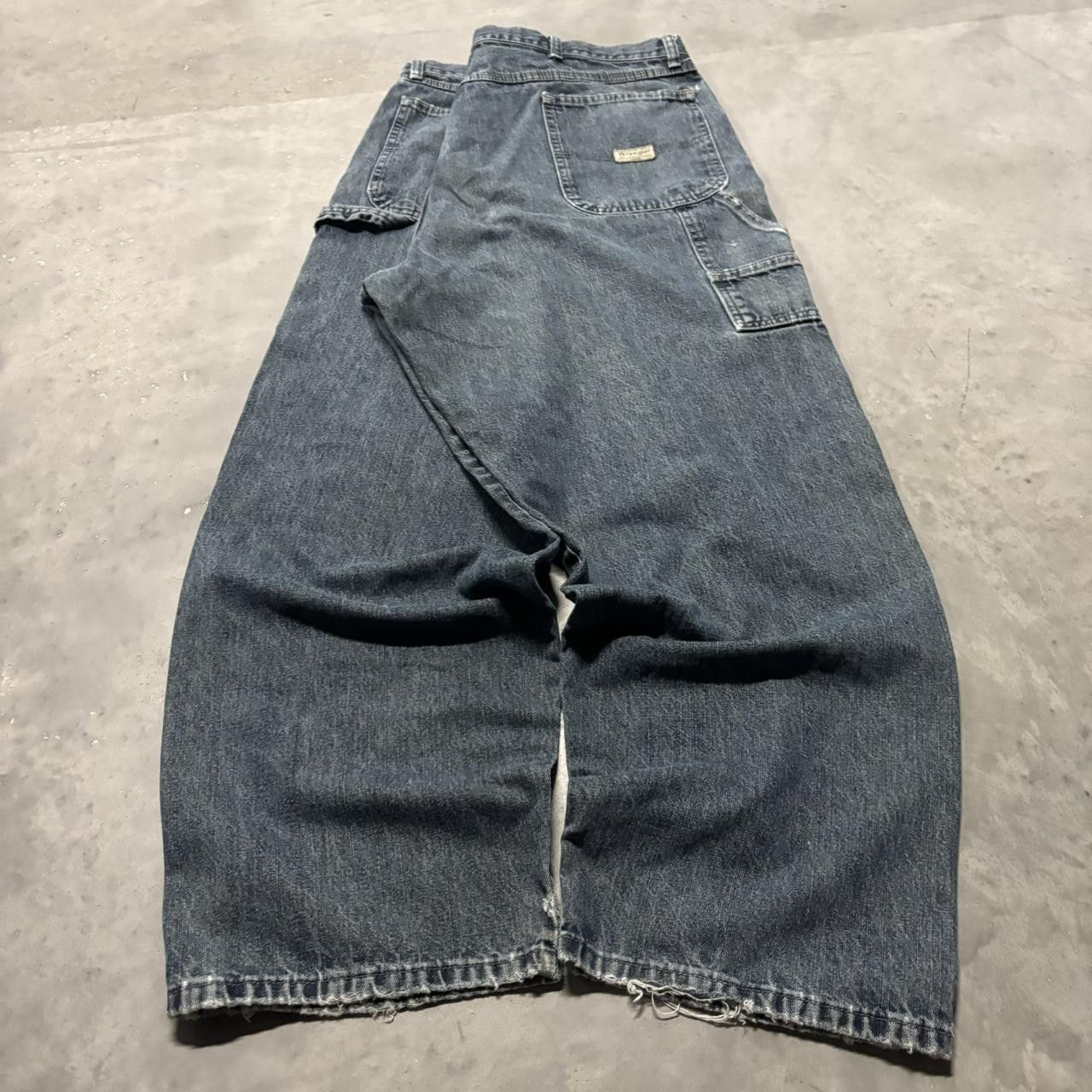 Japanese Brand × Vintage Crazy Vintage Y2K/2000s Baggy Grunge Dark Wash Skater Carpenter Denim Jeans! Size US 42 / EU 58 - 4 Thumbnail