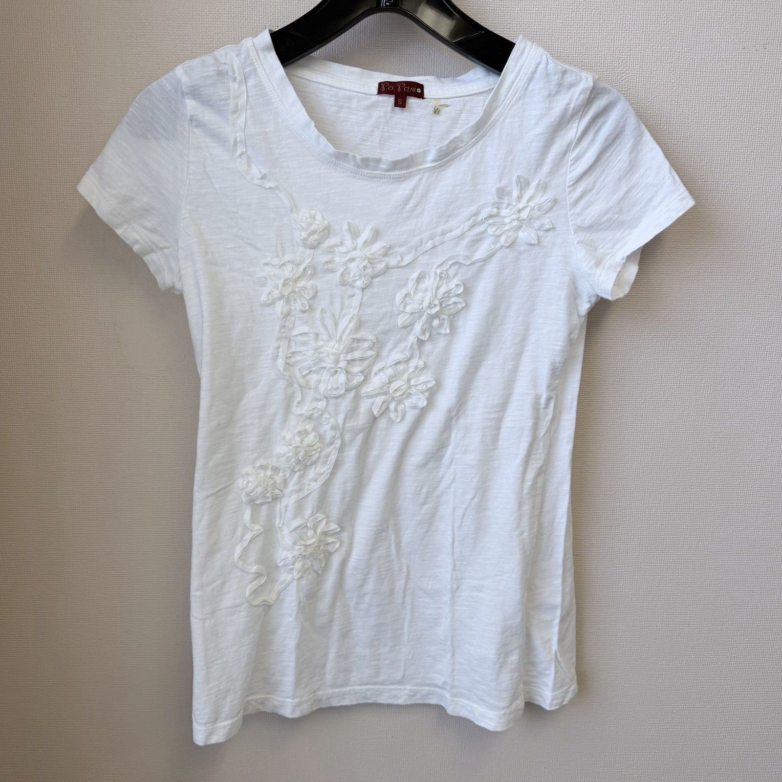 Other Po Pori White 3D Floral Appliqué Tee Boho Cotton Top S Size S / US 4 / IT 40 - 3 Thumbnail