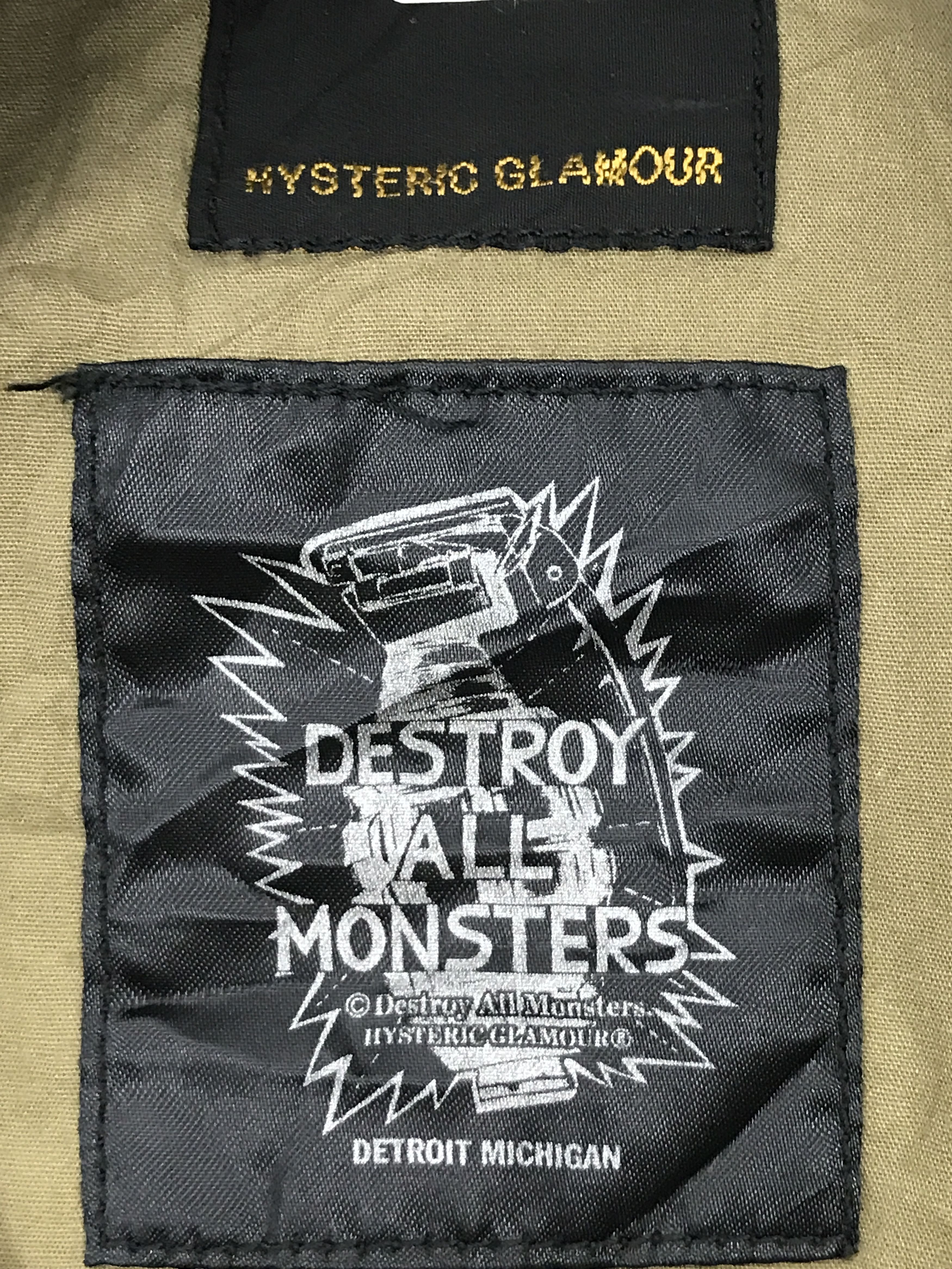 Designer × Hysteric Glamour × Vintage "Destroy All Monsters" Patchwork Jacket Embroidery Army Size US S / EU 44-46 / 1 - 9 Thumbnail