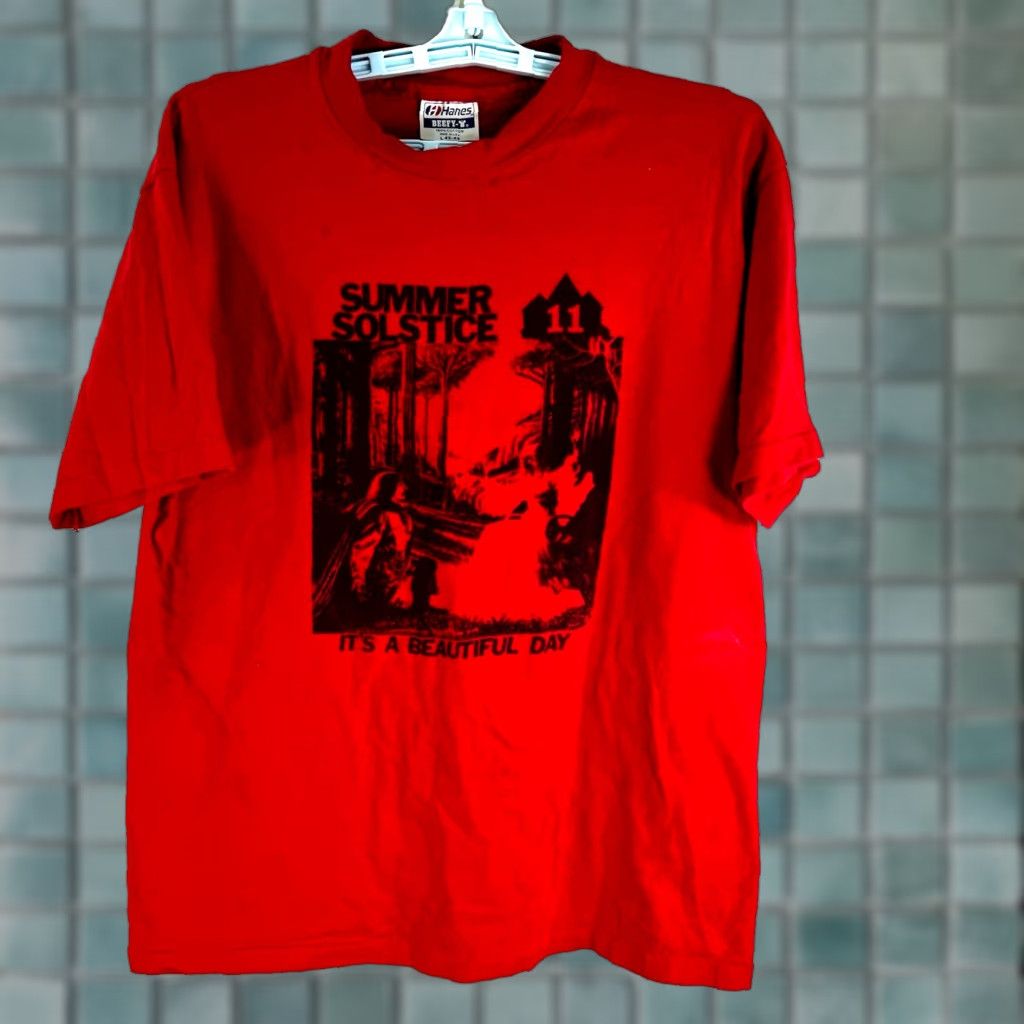 Hanes VINTAGE Hanes Beefy-T Summer Solstice T-Shirt Mens Size L Red 90s Graphic Nature Space Stars Size US L / EU 52-54 / 3 - 1 Thumbnail