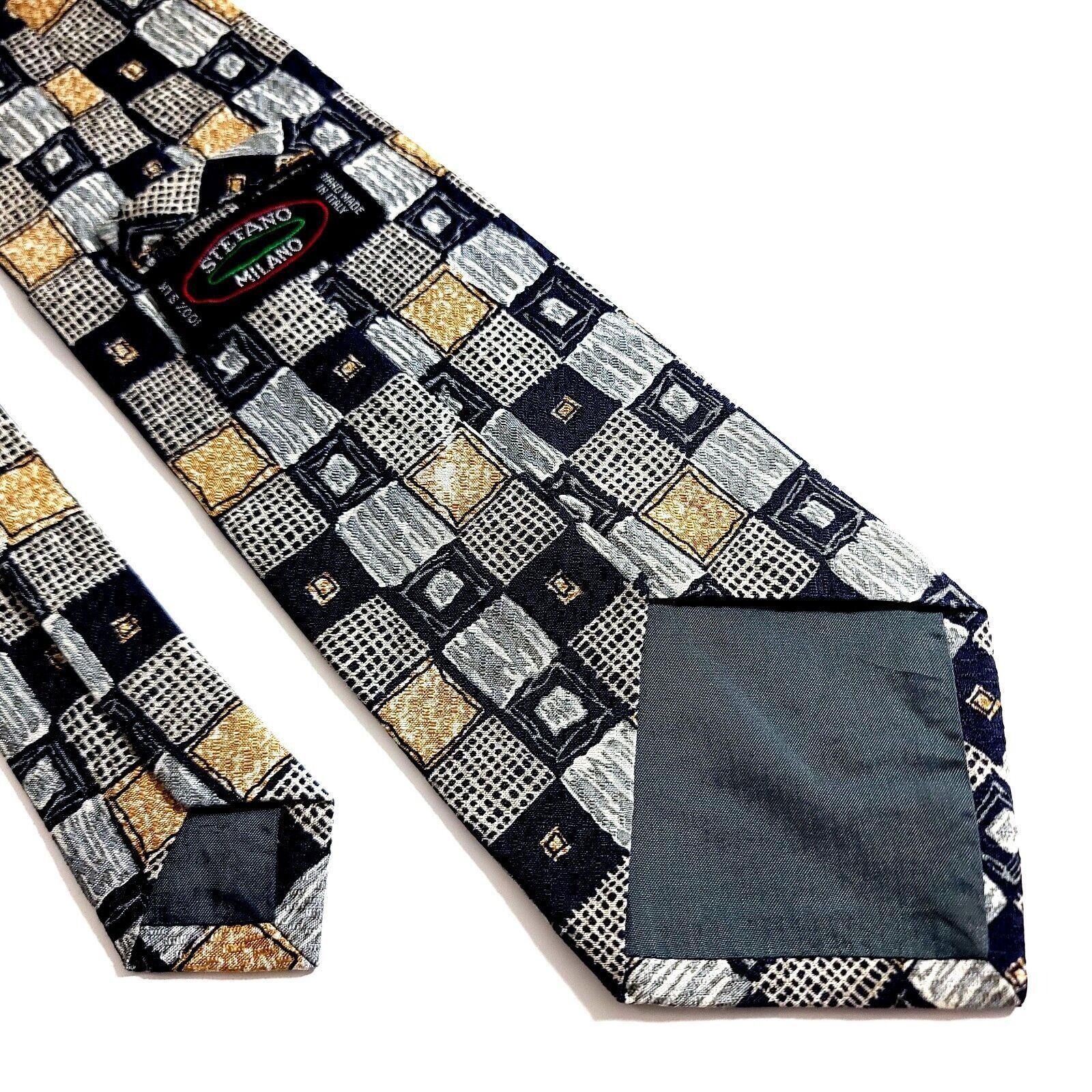 Designer Stefano Milano Italy Tan Blue Gray Abstract Jacquard Print W Size ONE SIZE - 4 Thumbnail