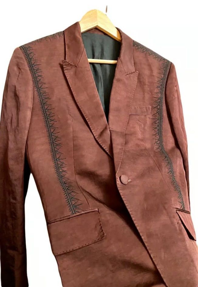 Haider Ackermann Haider Ackermann Embroidered Linen Blazer Size US M / EU 48-50 / 2 - 1 Thumbnail