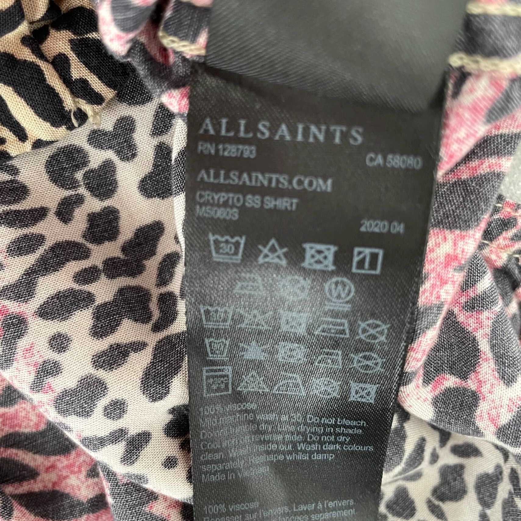 Allsaints AllSaints Crypto Button-Up Shirt Adult XS Animal Print Short Sleeve Viscose Multicolor Mens Size US XS / EU 42 / 0 - 6 Thumbnail