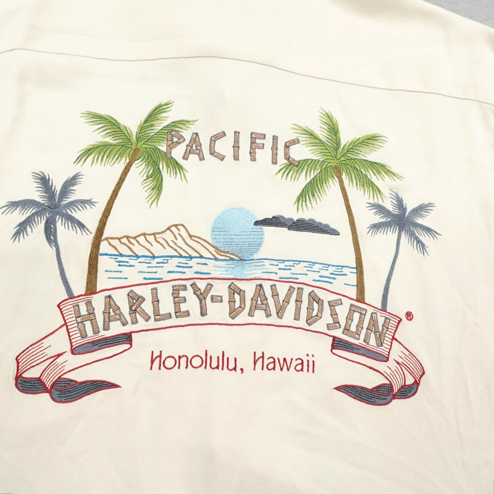 Harley Davidson Harley-Davidson Shirt Large Beige Tori Richard Honolulu Hawaiian Embroidered Size US L / EU 52-54 / 3 - 5 Thumbnail