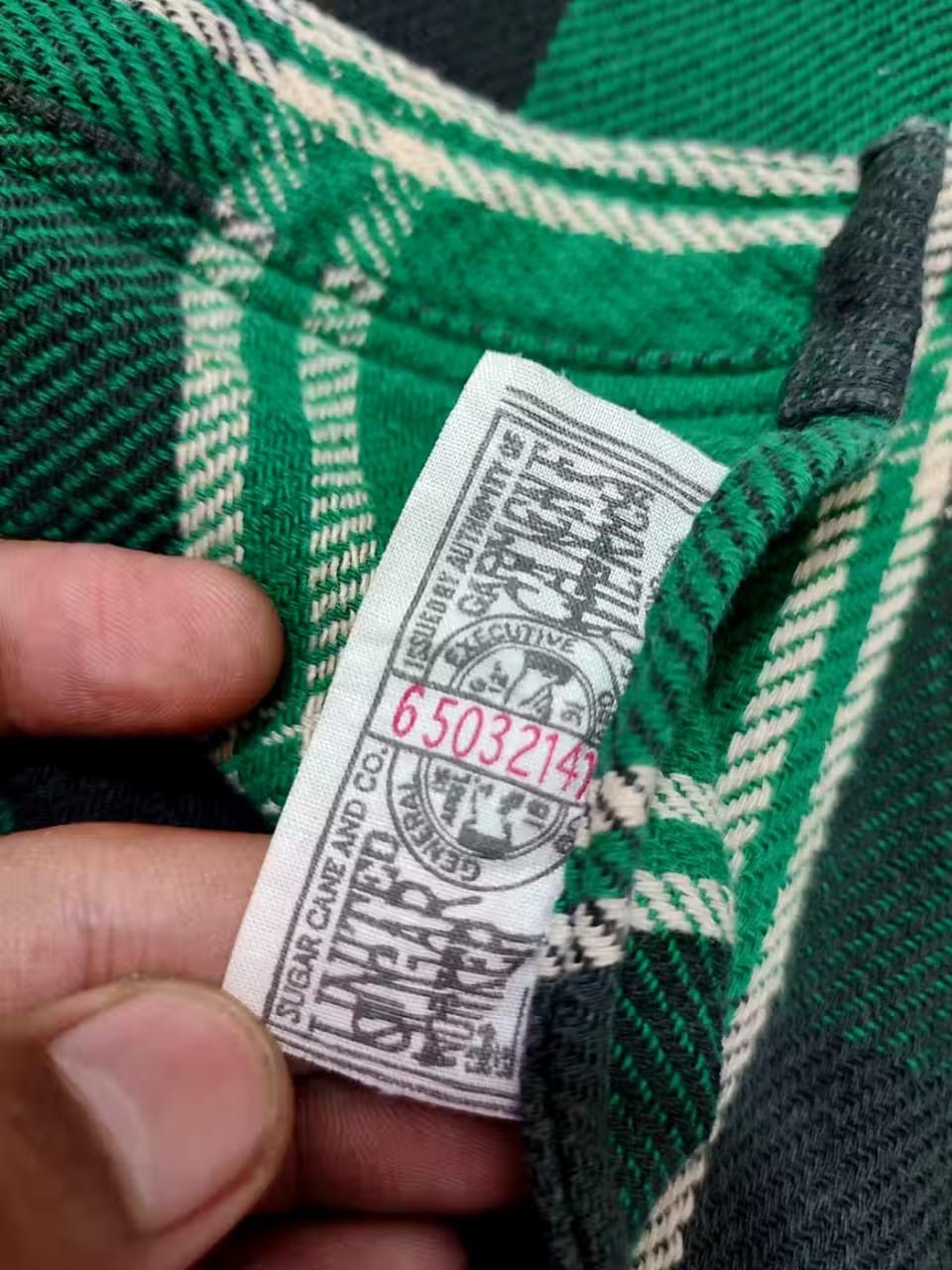 Sugar Cane Vintage Sugar Cane Green Check Flannel Size US L / EU 52-54 / 3 - 6 Thumbnail