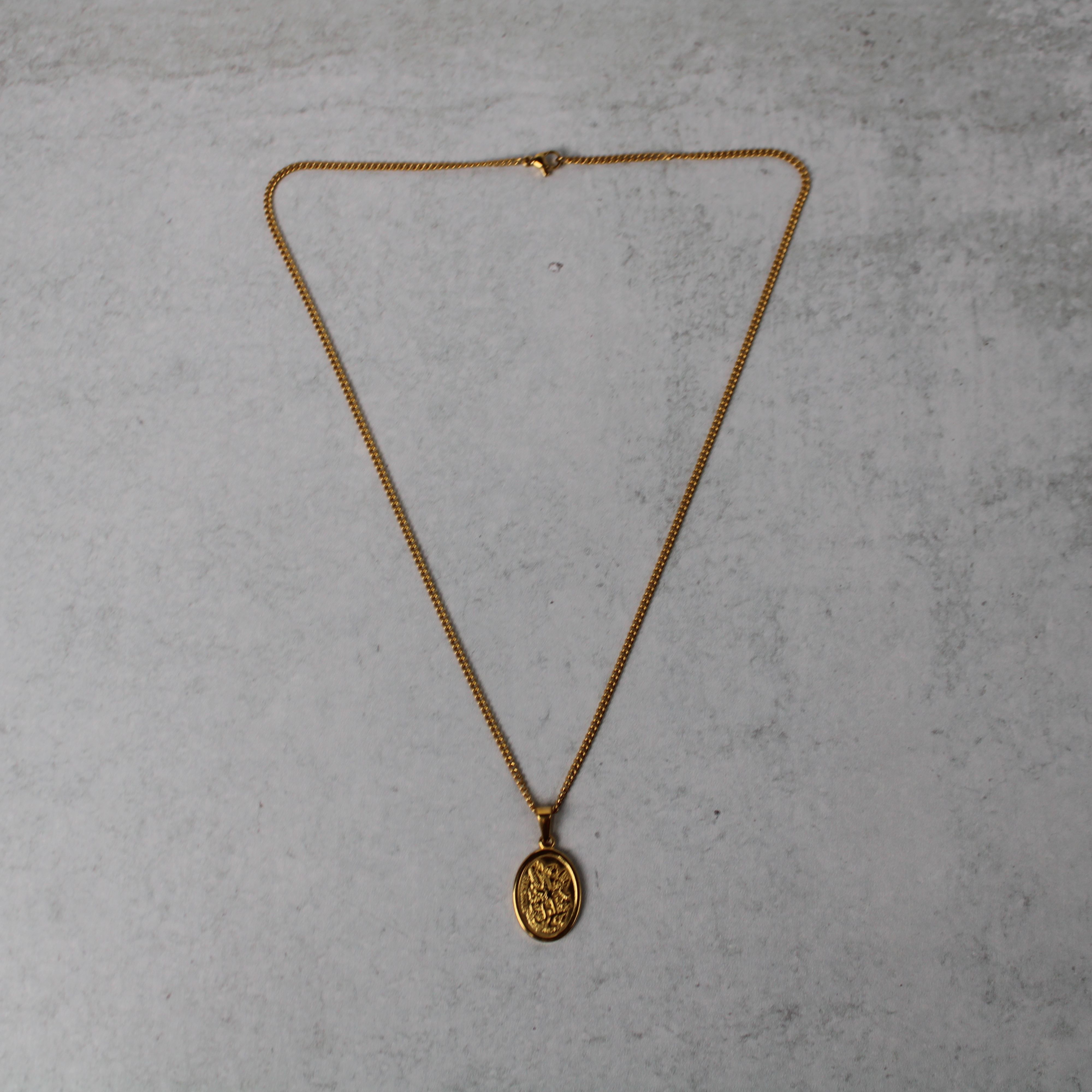 Jewelry Gold Saint Michael Pendant Chain Necklace Size ONE SIZE - 4 Thumbnail