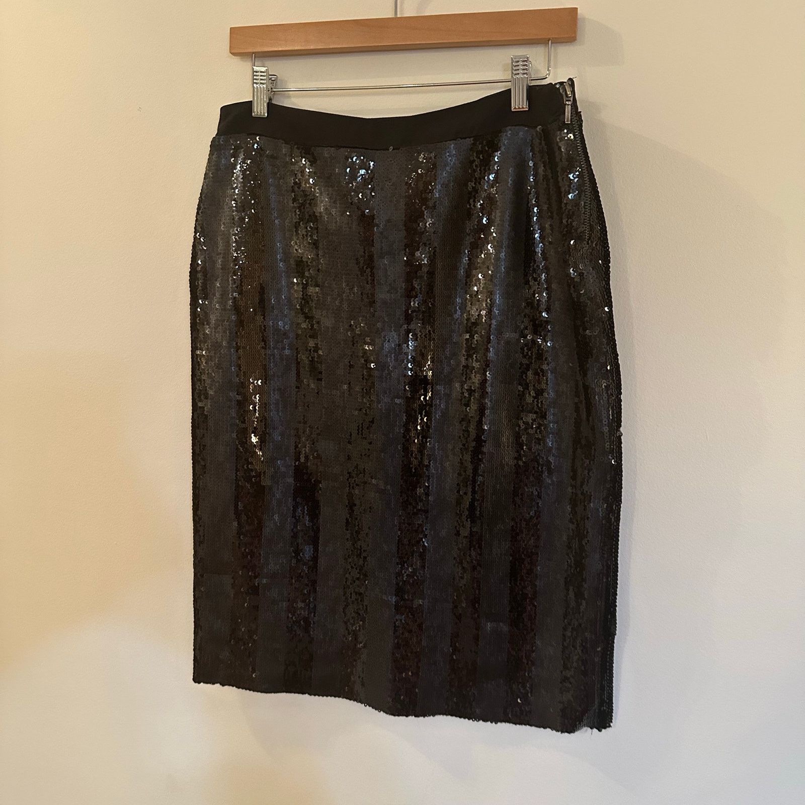 Other Pertegaz Sequin Black Stripe Skirt sz 8 Midi Pencil Skirt Size 30" / US 8 / IT 44 - 4 Thumbnail