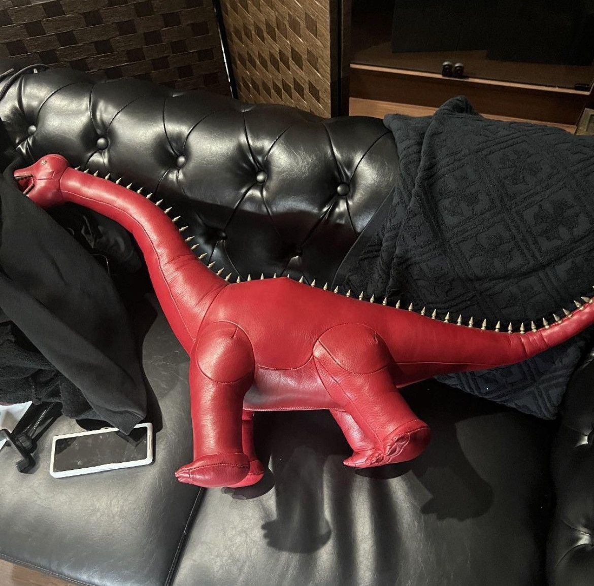Pre-owned Chrome Hearts Red Leather Silver Dinosaur