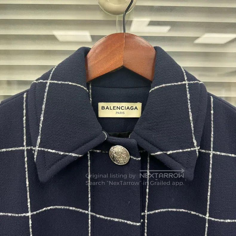Balenciaga Balenciaga Navy blue checkered cloak coat Size XS / US 0-2 / IT 36-38 - 4 Thumbnail
