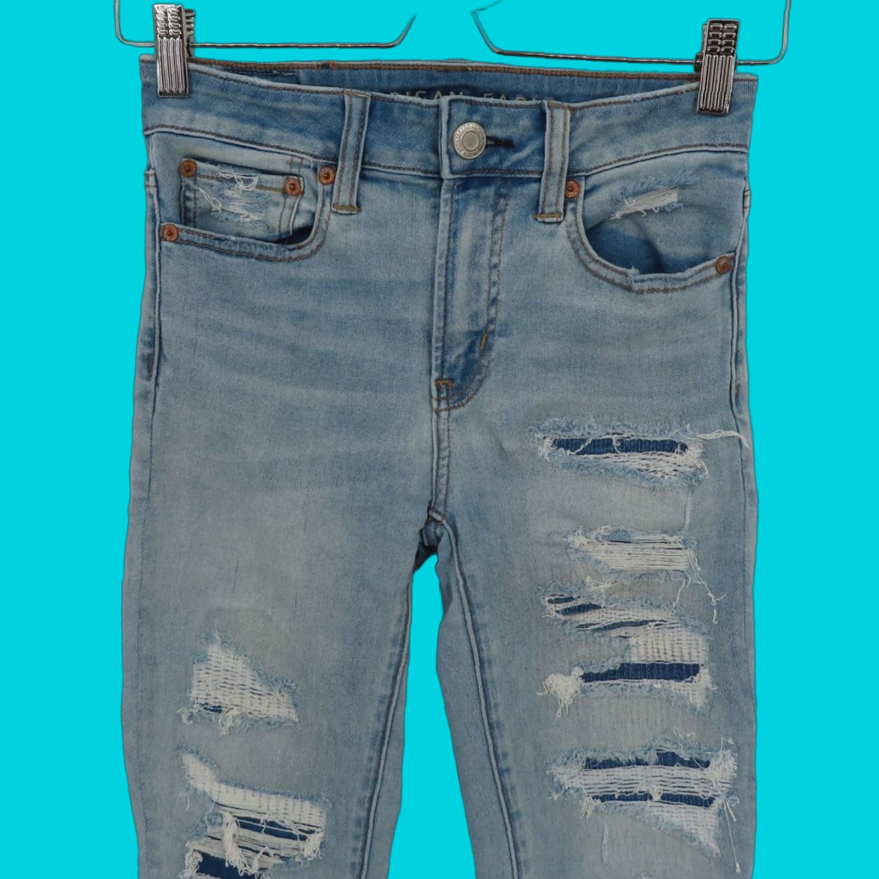 American Eagle Outfitters American Eagle Outfitters Women Jeans Jegging 2 Short 2S Hi Rise Distressed Blue Light Wash Stretch Denim 5-Pocket Damaged? No (ignore) Size 26" / US 2 / IT 38 - 1 Thumbnail