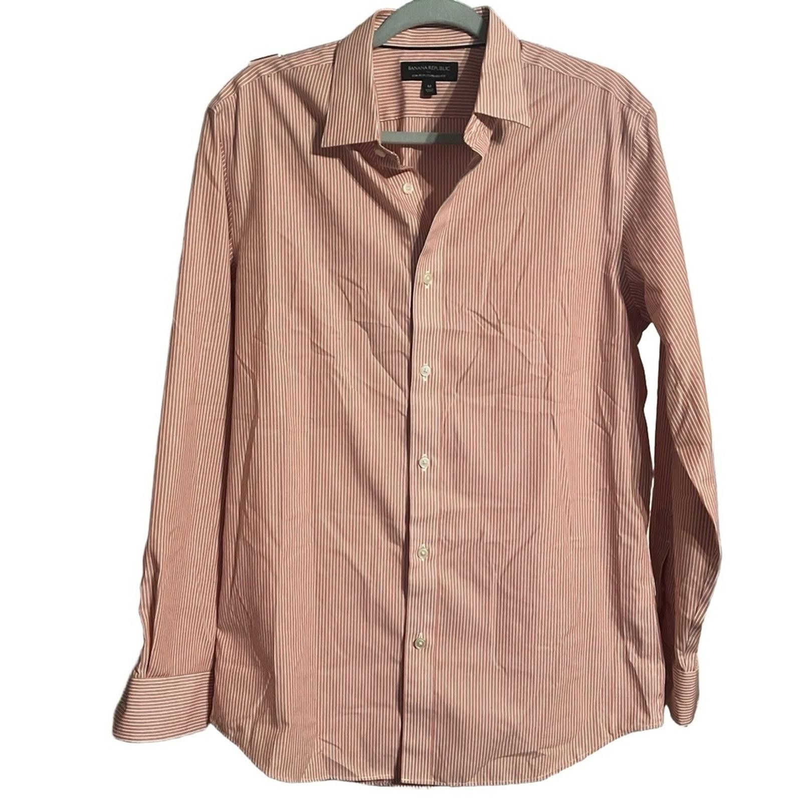 Banana Republic BANANA REPUBLIC Dress Shirt M 33-34 Pinstripe Non-Iron Size 38R - 2 Thumbnail