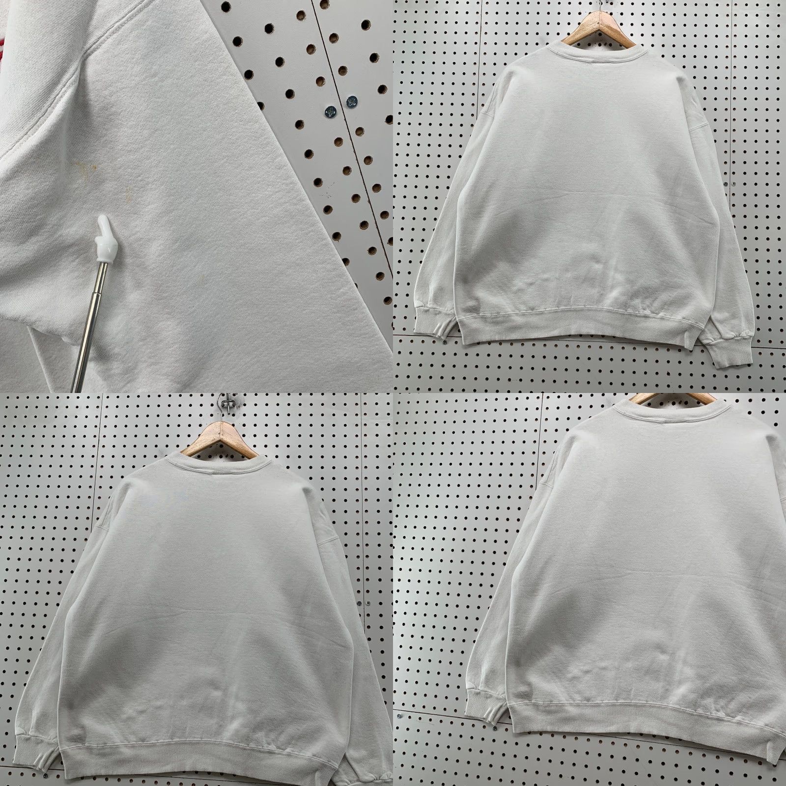 VINTAGE Hanes Sweatshirt Mens Large White Embroidered Ballys Total Fitness Y2K 90s USA Regular Crew Neck Pullover Cotton Fleece Graphic Print
