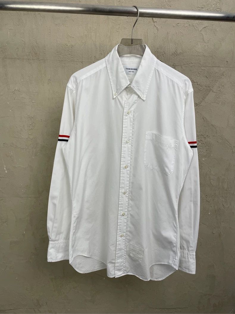 Thom Browne Thom browne White double-sleeved colored stripe shirt 2504- Size US S / EU 44-46 / 1 - 1 Thumbnail