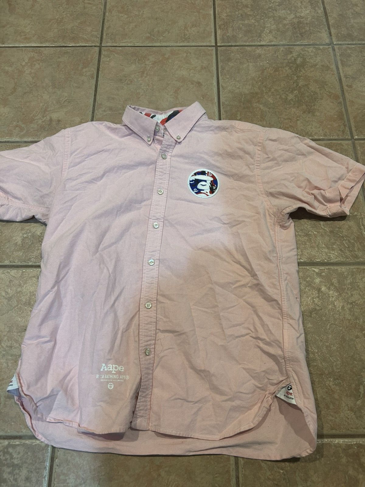 Aape Aape by A Bathing Ape Men Size XL Pink Short Sleeve Buttonup Size US XL / EU 56 / 4 - 2 Thumbnail