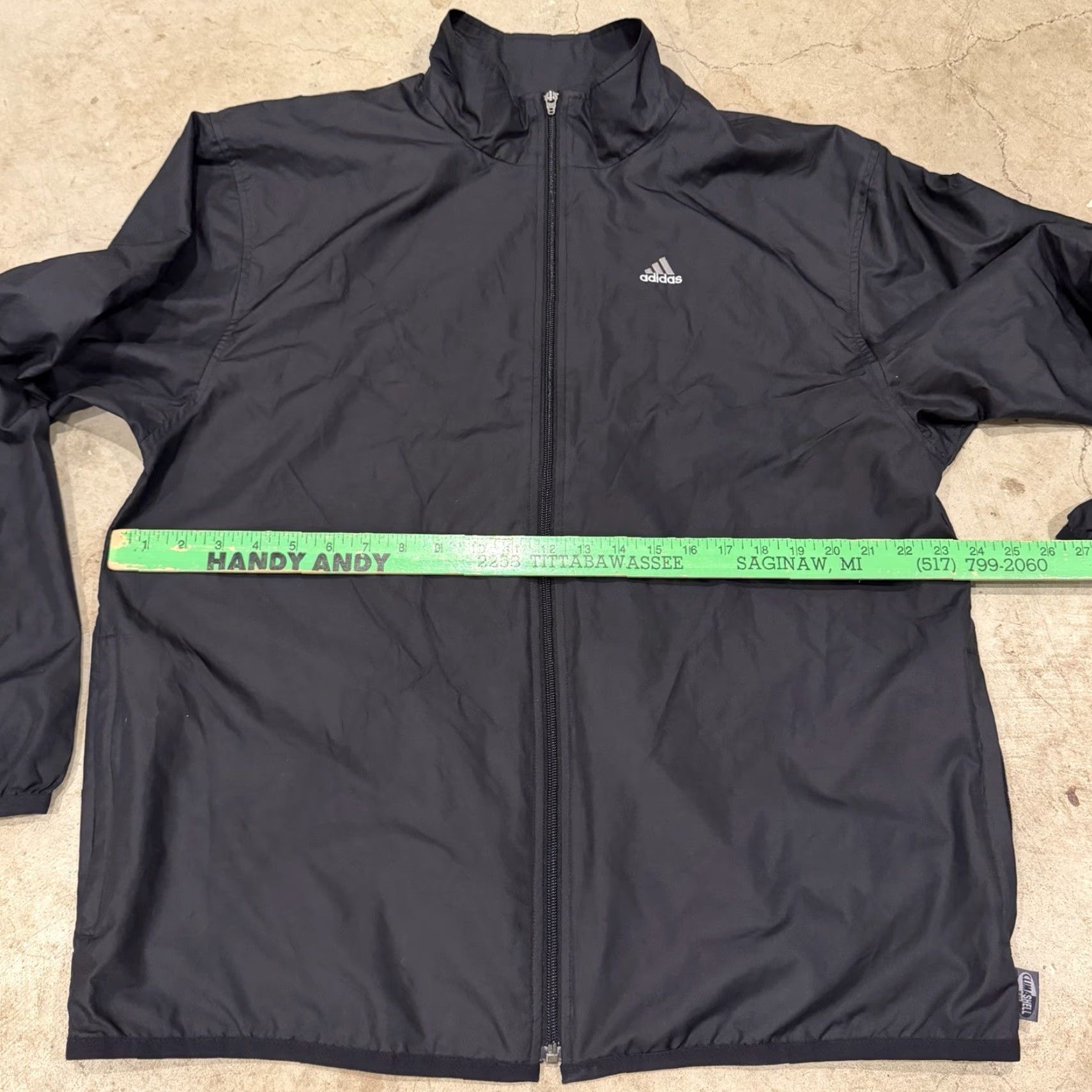 Adidas ADIDAS Mens Large Full Zip Windbreaker Jacket Pockets Black Acitve Athletic Size US L / EU 52-54 / 3 - 5 Thumbnail