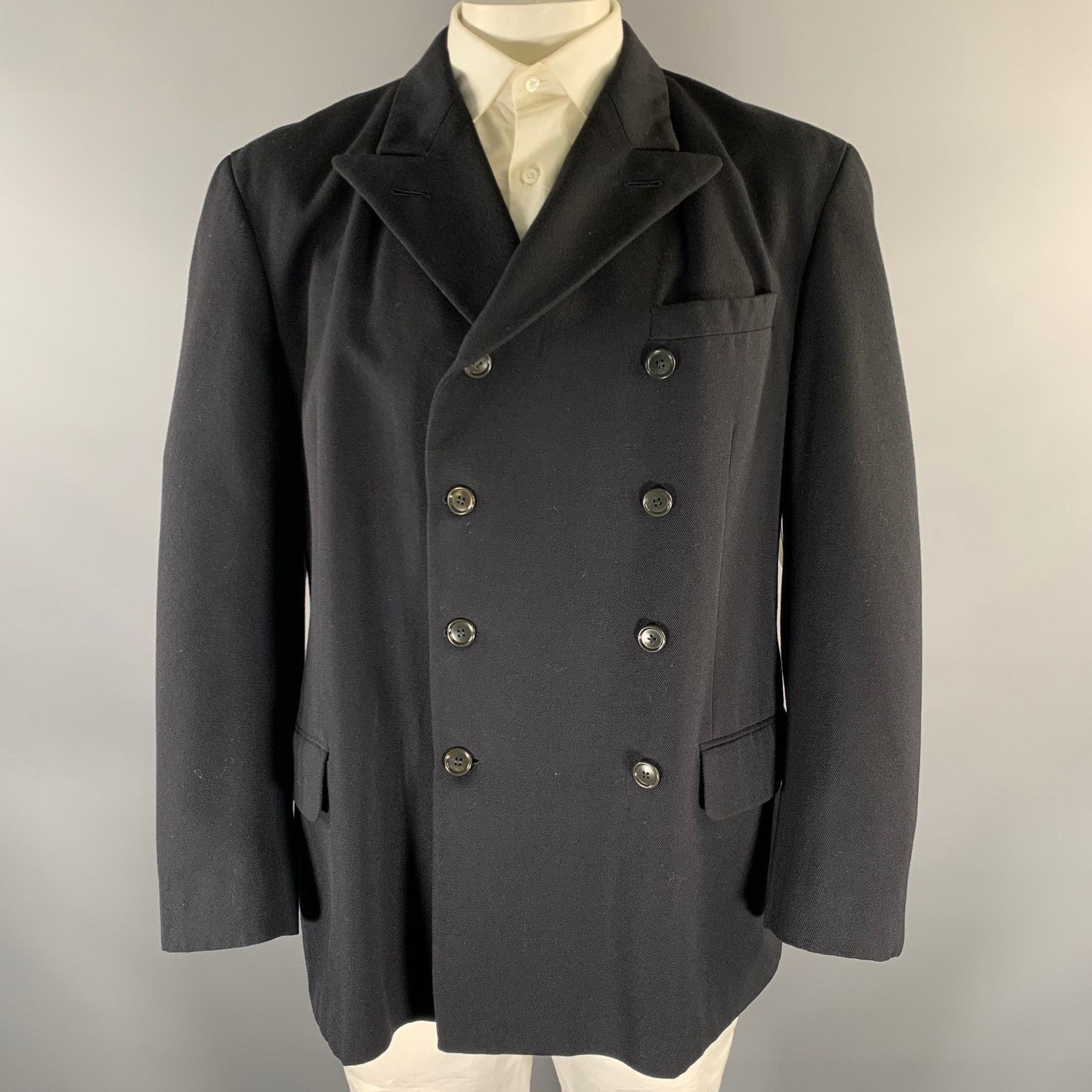 Ralph Lauren RALPH LAUREN Size XL Black Wool Cotton Peak Lapel Sport Coat Size 48R - 1 Thumbnail