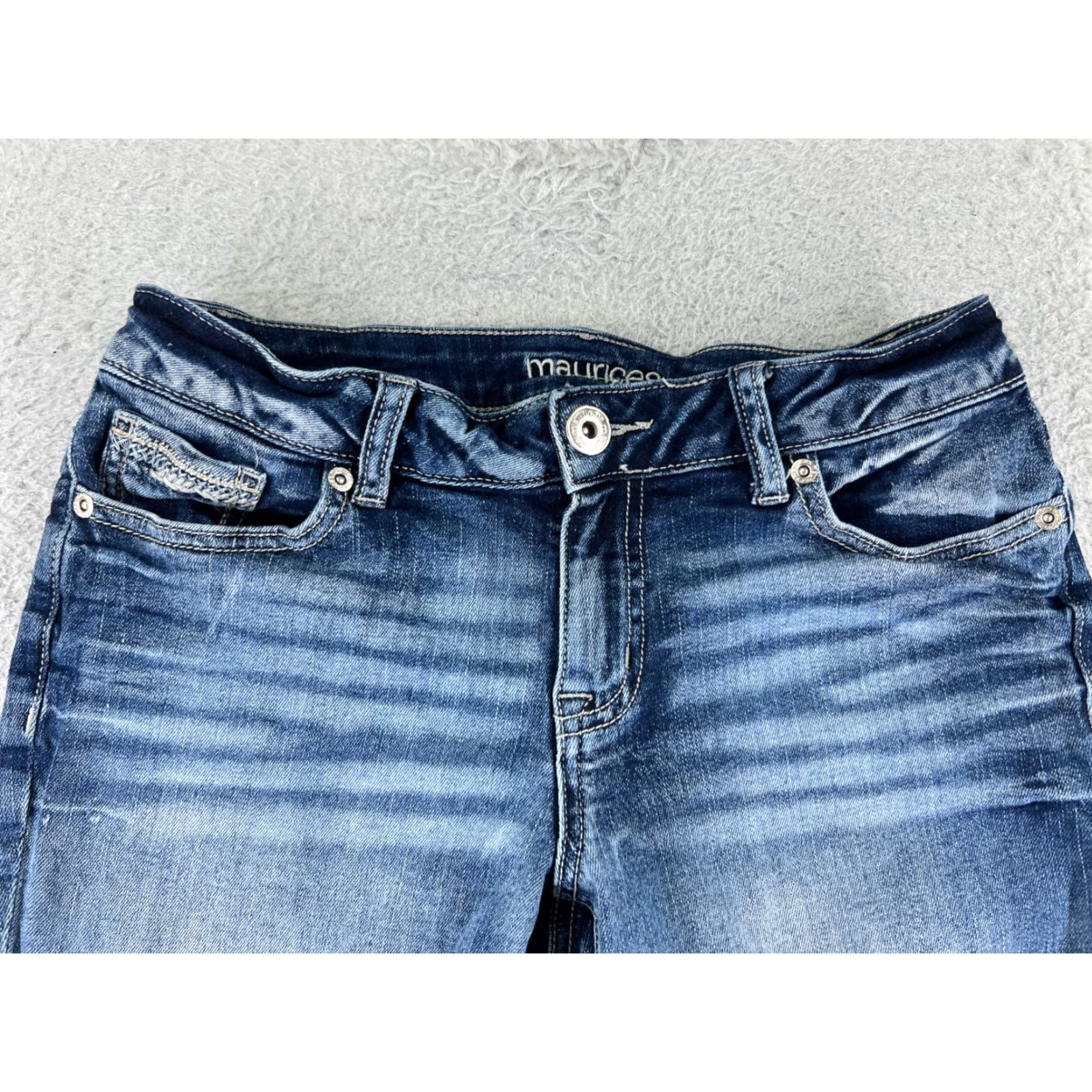 Vintage Maurices Jeans Womens Capri Crop Low Rise 3 25x21 Blue Denim Cotton Blend 5-Pocket Design Size 26" / US 2 / IT 38 - 4 Thumbnail