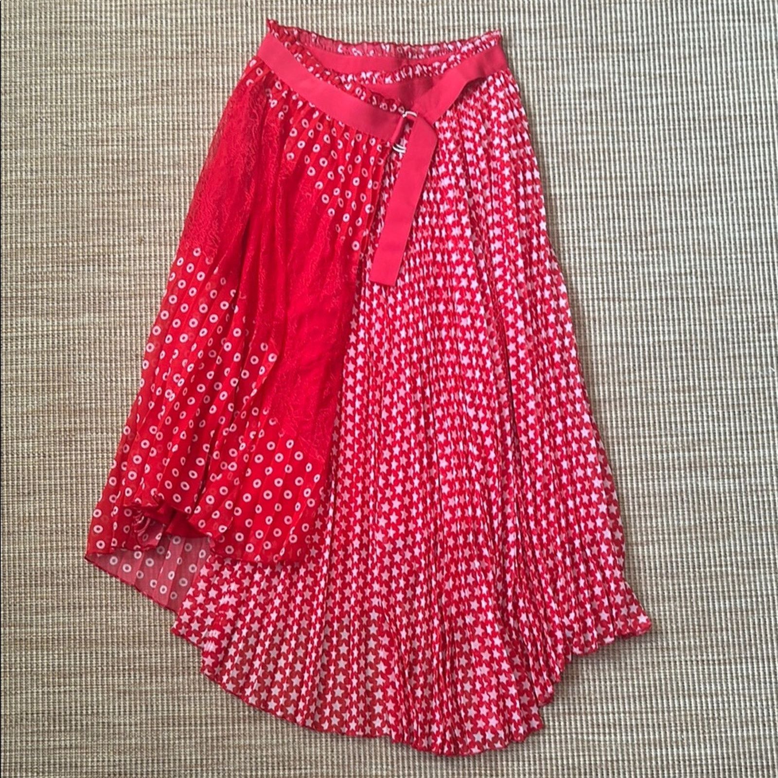Ermanno Scervino NWT Ermanno Scervino Red and White Asymmetrical Wrap Skirt S Size 42" / US 20 - 1 Thumbnail