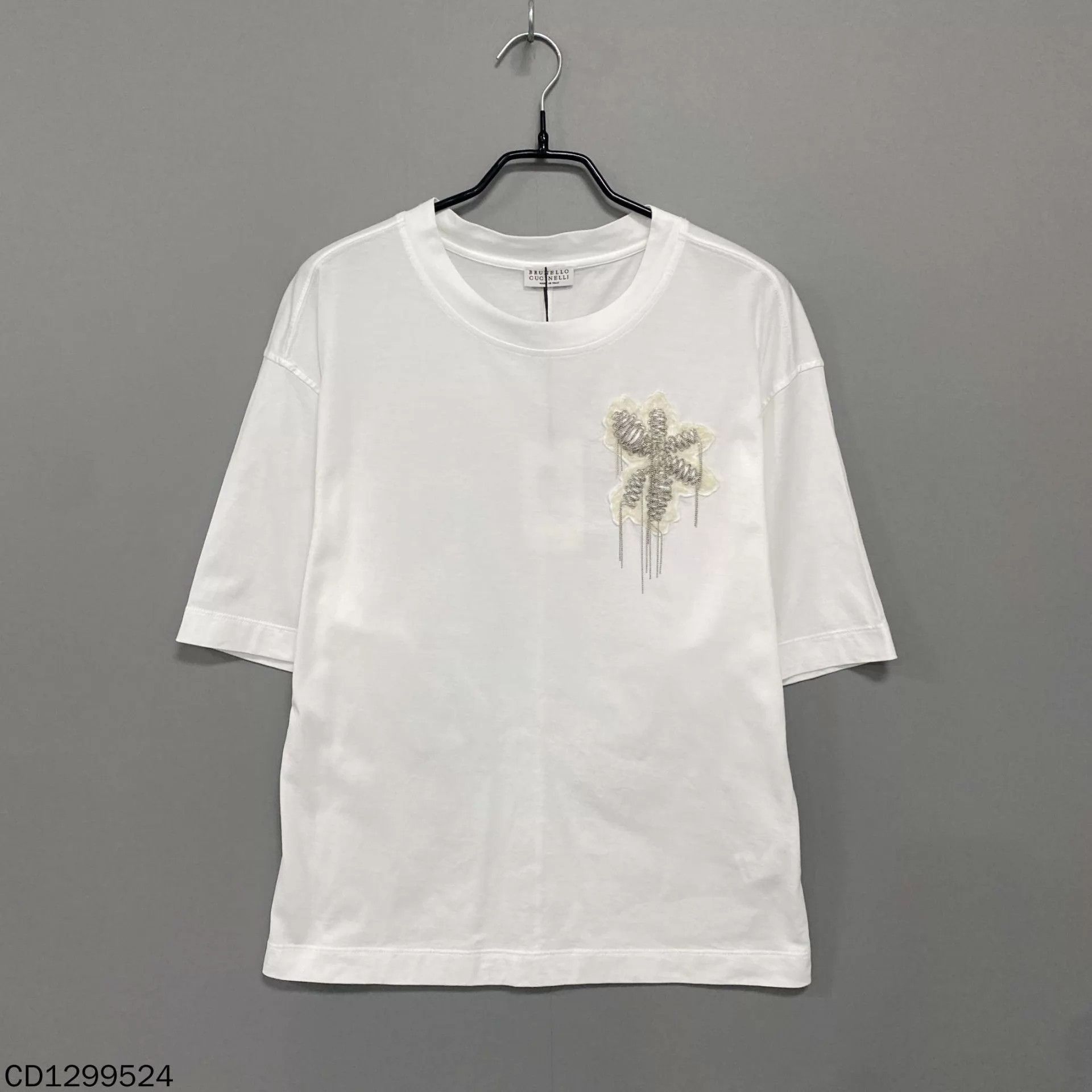 Brunello Cucinelli Brunello Cucinelli 25 Beaded Short-Sleeve Top 99 New S Size S / US 4 / IT 40 - 1 Thumbnail