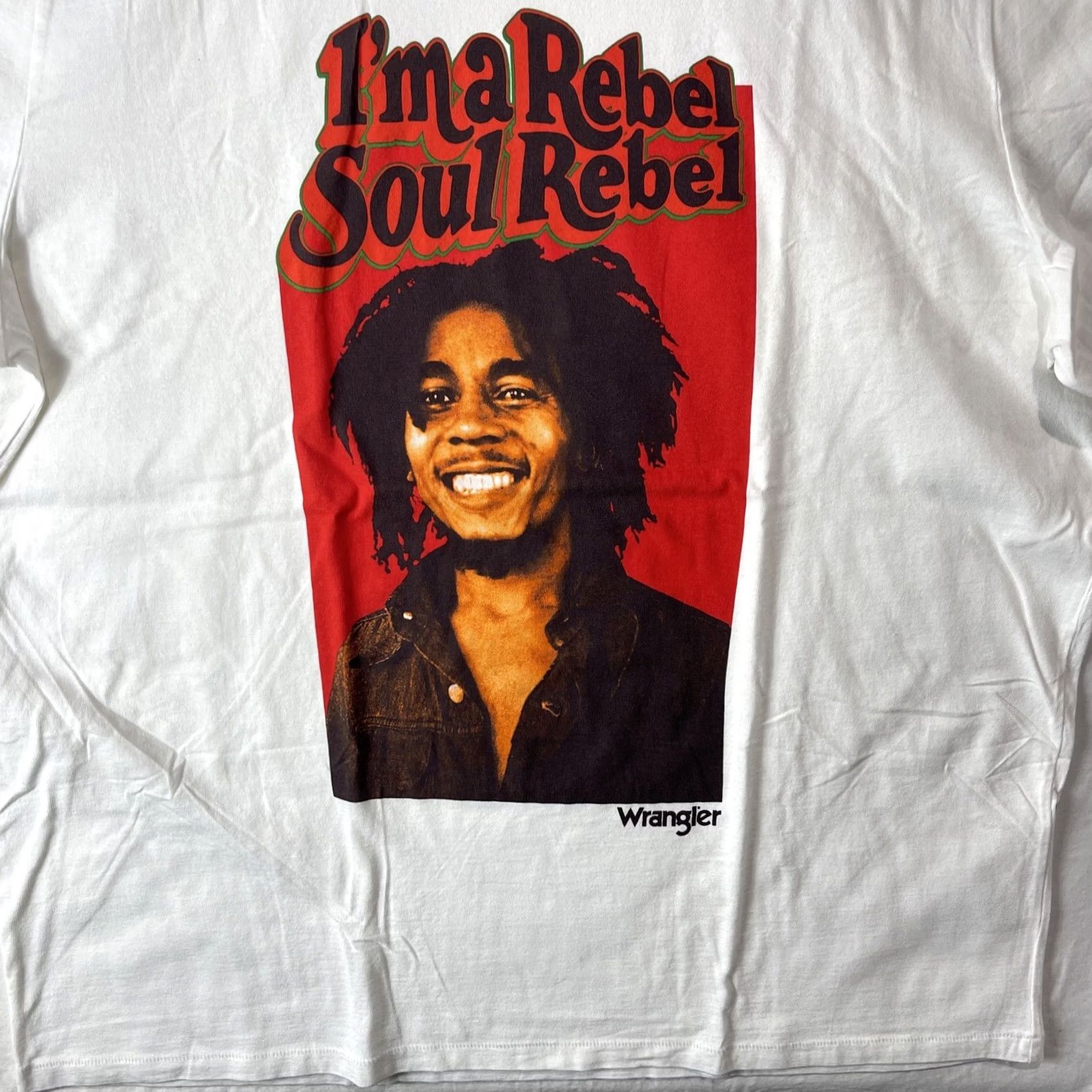 Wrangler VINTAGE Wrangler Bob Marley Shirt Mens 2XL XXL I’m A Soul Rebel Reggae Rasta White Adult Graphic Print T-Shirt Casual Logo Crew Neck Short Sleeve Size US XXL / EU 58 / 5 - 5 Thumbnail