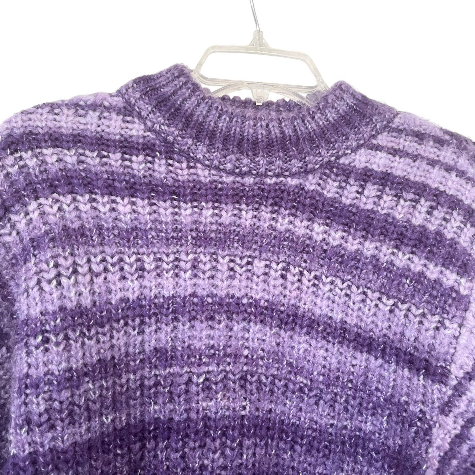 Zara Zara Purple Striped Chunky Knit Mock Neck Pullover Sweater Size S / US 4 / IT 40 - 3 Thumbnail