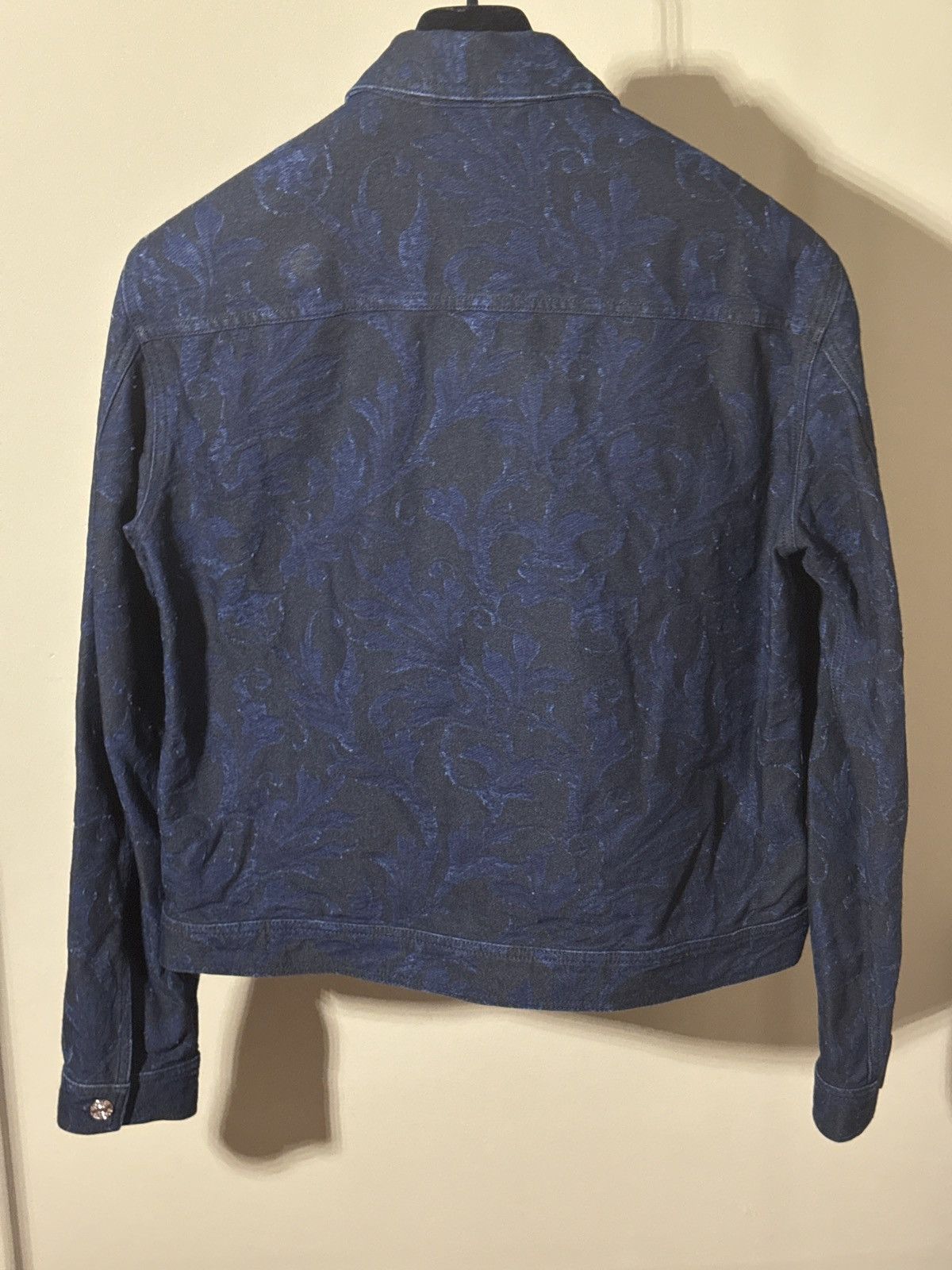 Versace Versace Blue/Black Barocco Jacquard Denim Button Down Jacket Size US XL / EU 56 / 4 - 2 Thumbnail