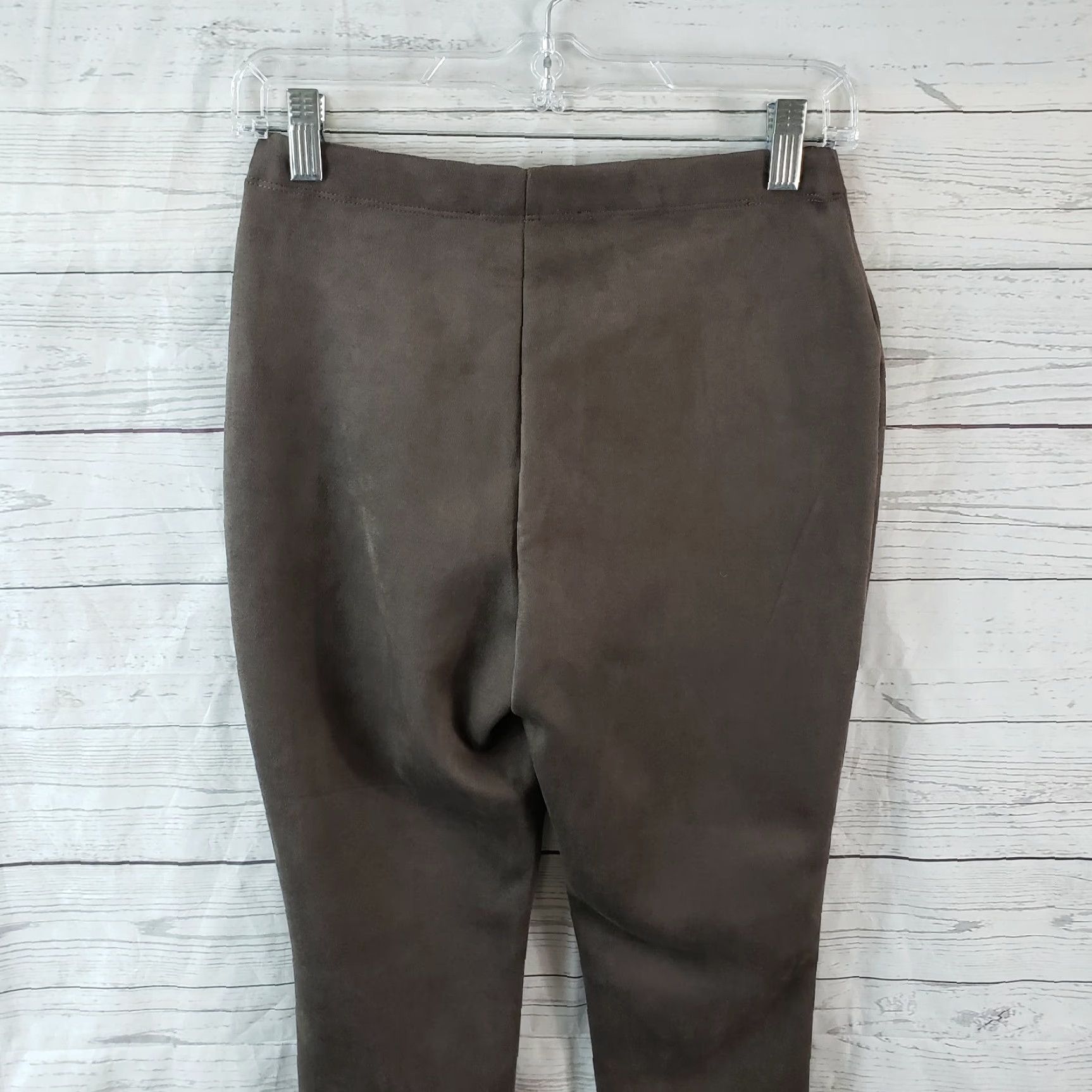 Vintage Catherine Malandrino Womens Pants Ps PS Skinny Cropped Mid Rise Faux Leather Wool Gray 25.5 Inseam Petite Tailored Mens Womens Girls? Size 28" / US 6 / IT 42 - 4 Thumbnail