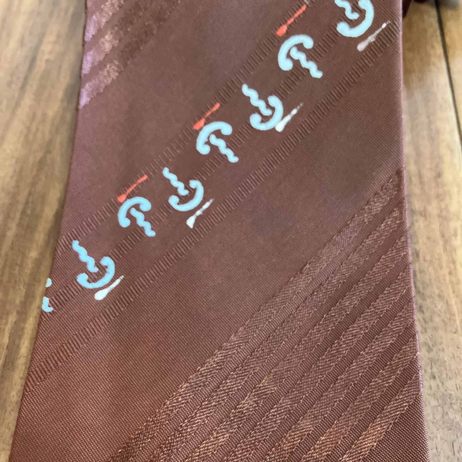 Handmade 1940s Necktie Halloween Hand Painted Spider Web RARE Bronze Size ONE SIZE - 4 Thumbnail