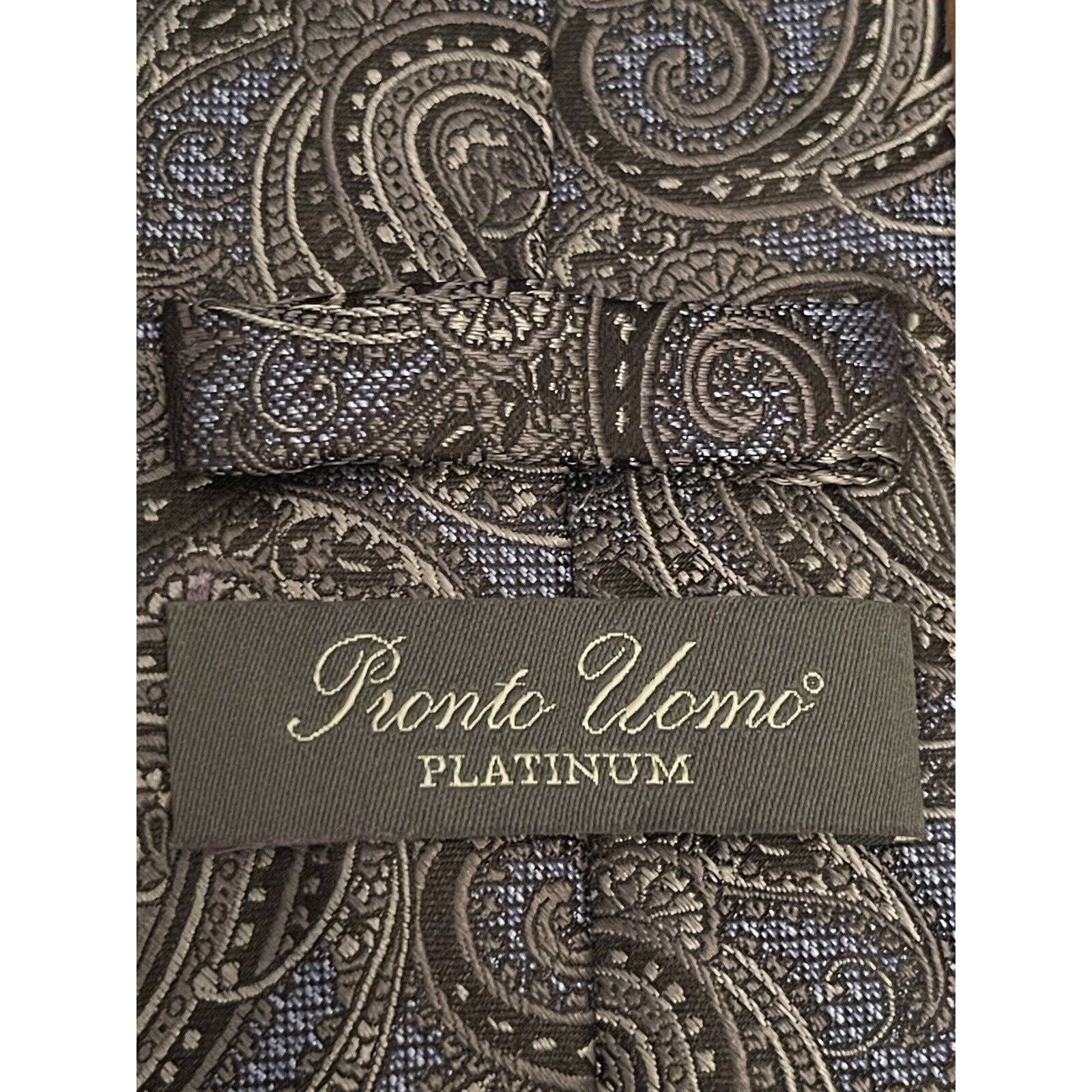 Other Pronto Uomo Platinum Blue Black Gray Hand Made 100% Silk Size ONE SIZE - 8 Thumbnail
