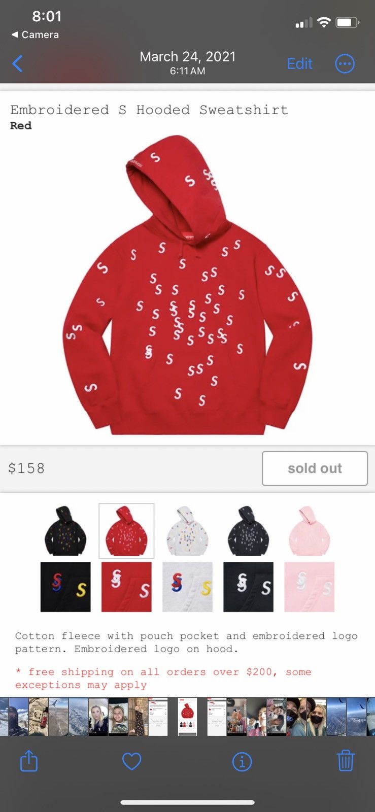 Supreme S Logo Hoodie Red Worn Once