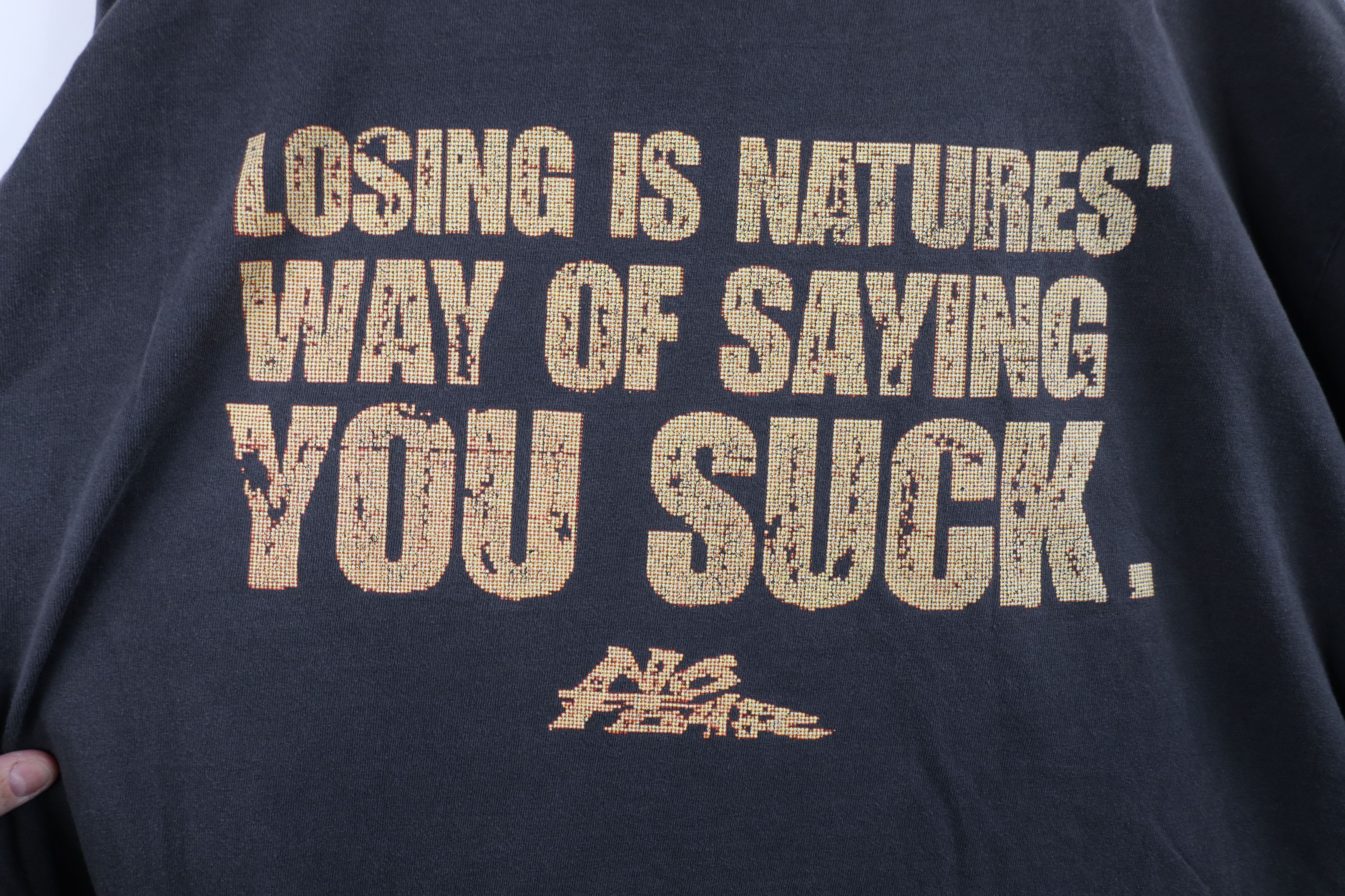 Vintage Vintage 90s No Fear Spell Out You Suck Racing T-Shirt Black Size US XL / EU 56 / 4 - 11 Thumbnail