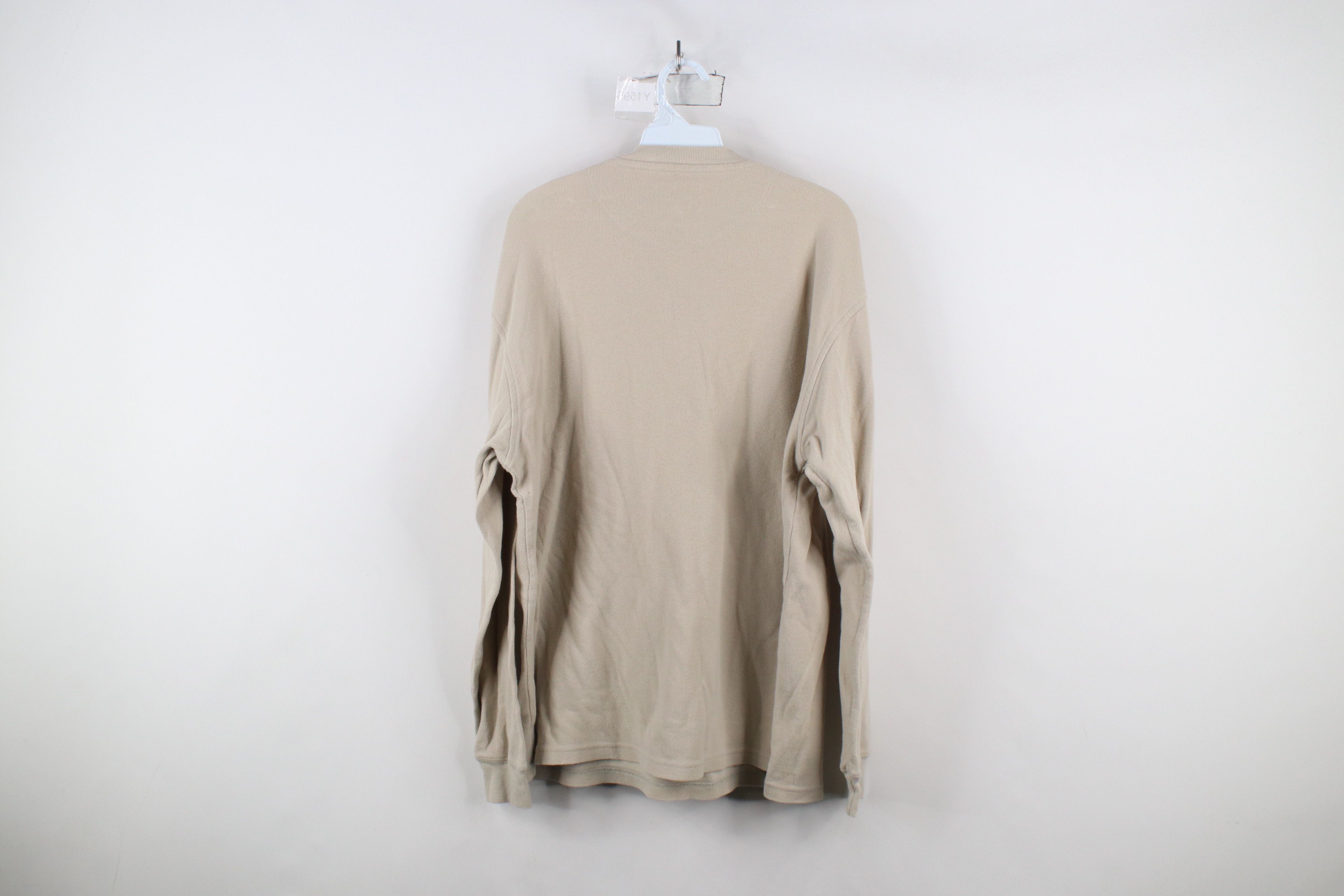 Cabelas × Vintage Vintage 90s Cabelas Thermal Waffle Knit Henley T-Shirt Beige Size US M / EU 48-50 / 2 - 7 Thumbnail