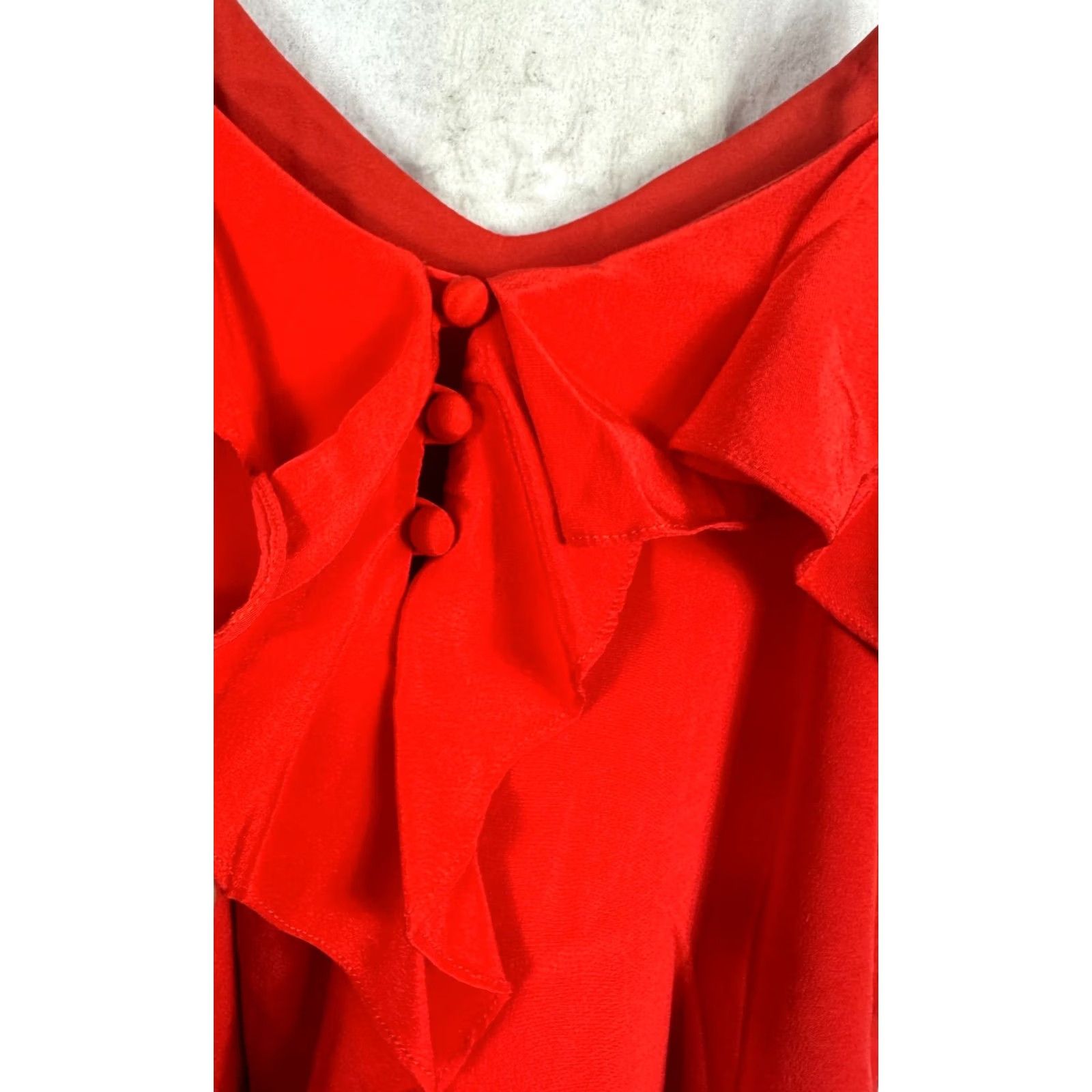 Tibi VINTAGE Tibi Dress Silk Spaghetti Straps Round Ruffle Mini Shift Red Size 4 Womens Size S / US 4 / IT 40 - 3 Thumbnail