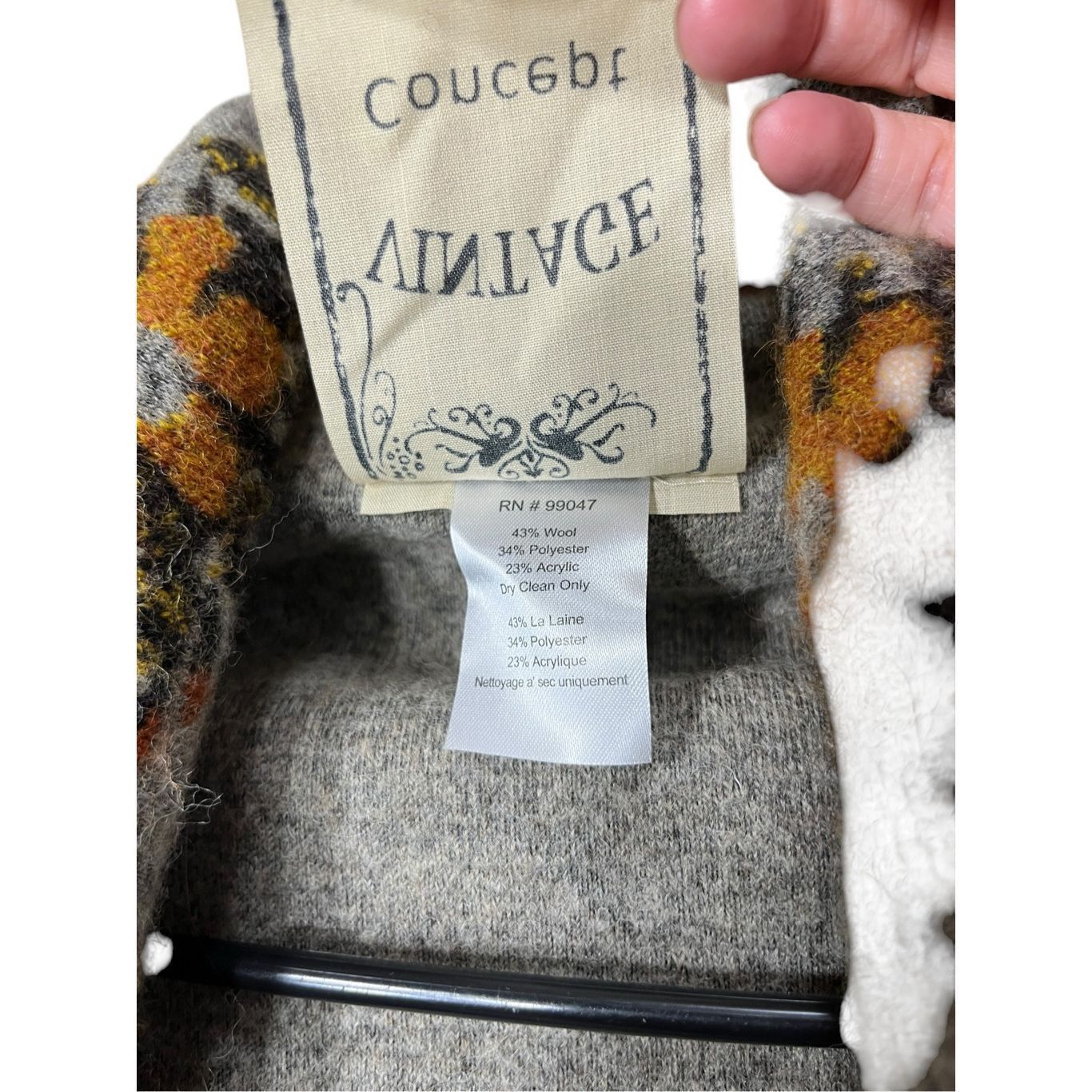 Other Vintage Concept Cardigan L Cream/Gray Wool Waterfall Sweater Size L / US 10 / IT 46 - 7 Thumbnail