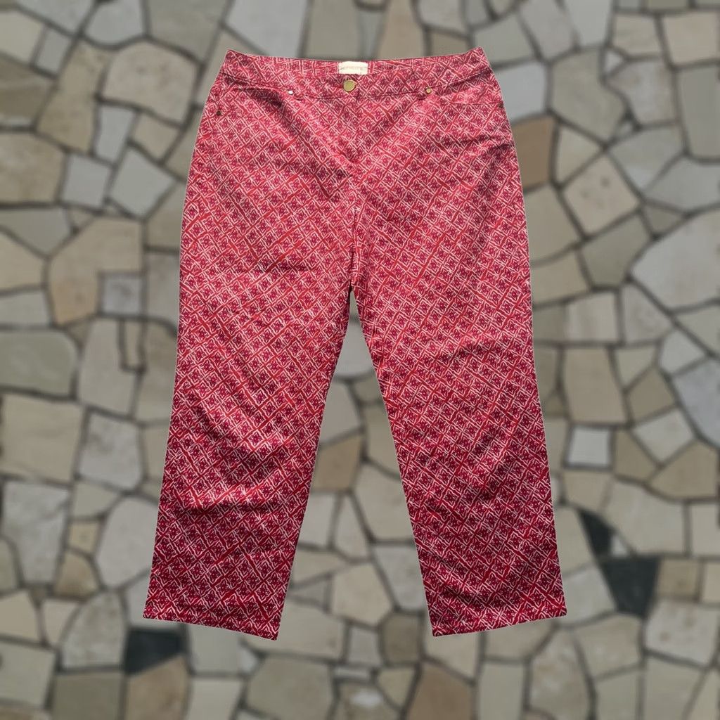 Vintage Chico's Pants Cropped Red Geometric Print Cotton-Blend 33 Inseam Womens 0 Size Size 25" / US 0 / IT 36 - 1 Thumbnail