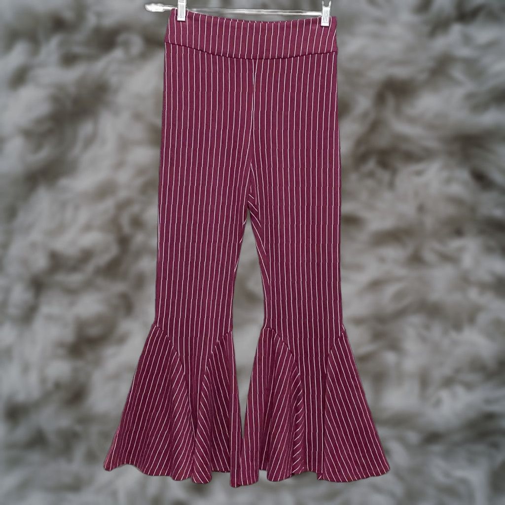 Free People Free People Bell Bottom Flare Pants 0 Women Regular 23 Inseam 26in Striped Winterberry Boho Hippie Rave Size 25" / US 0 / IT 36 - 1 Thumbnail