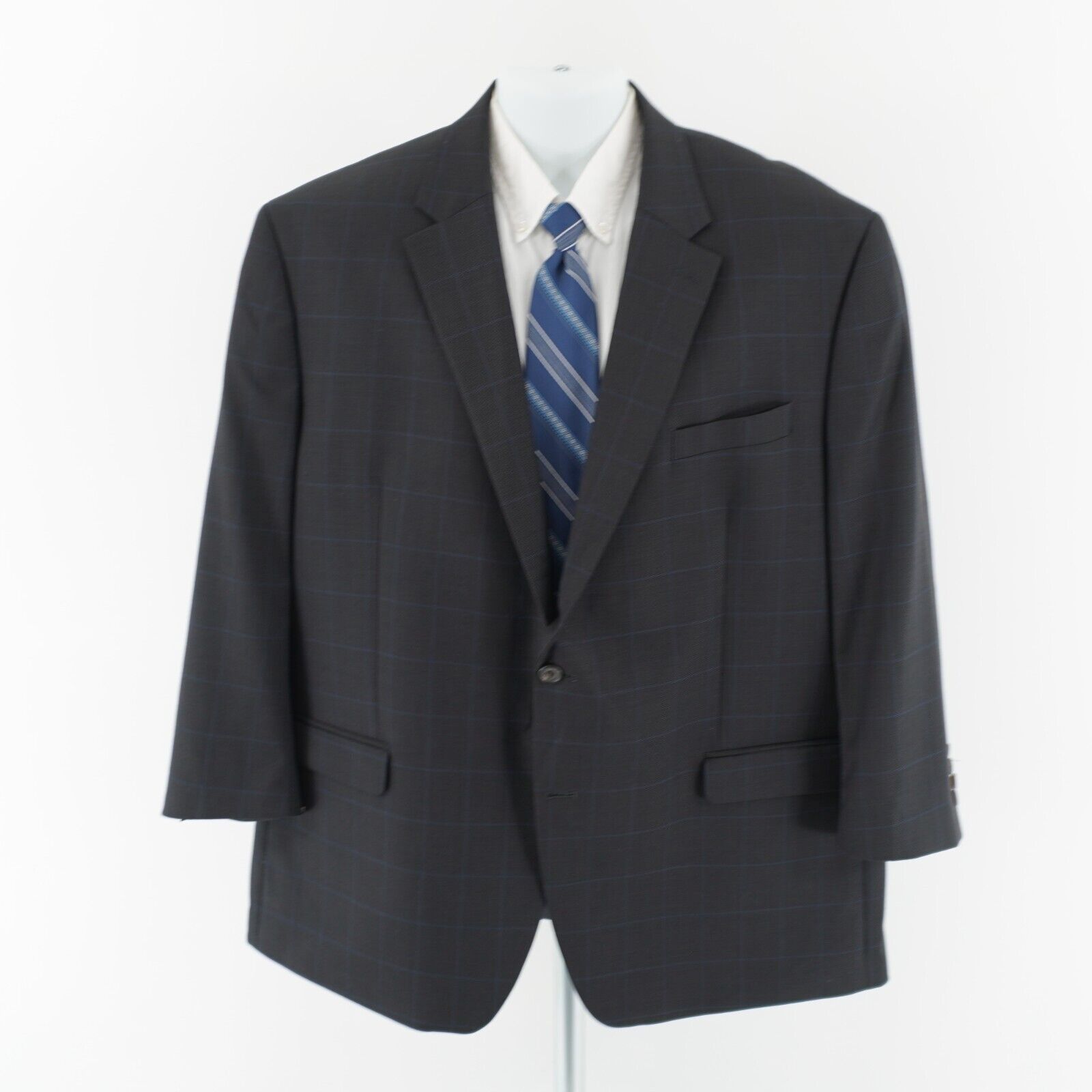 Lauren Ralph Lauren Lauren Ralph Lauren Gray Nailshead Blue Windowpane Wool 2 Bu Size 48R - 4 Thumbnail