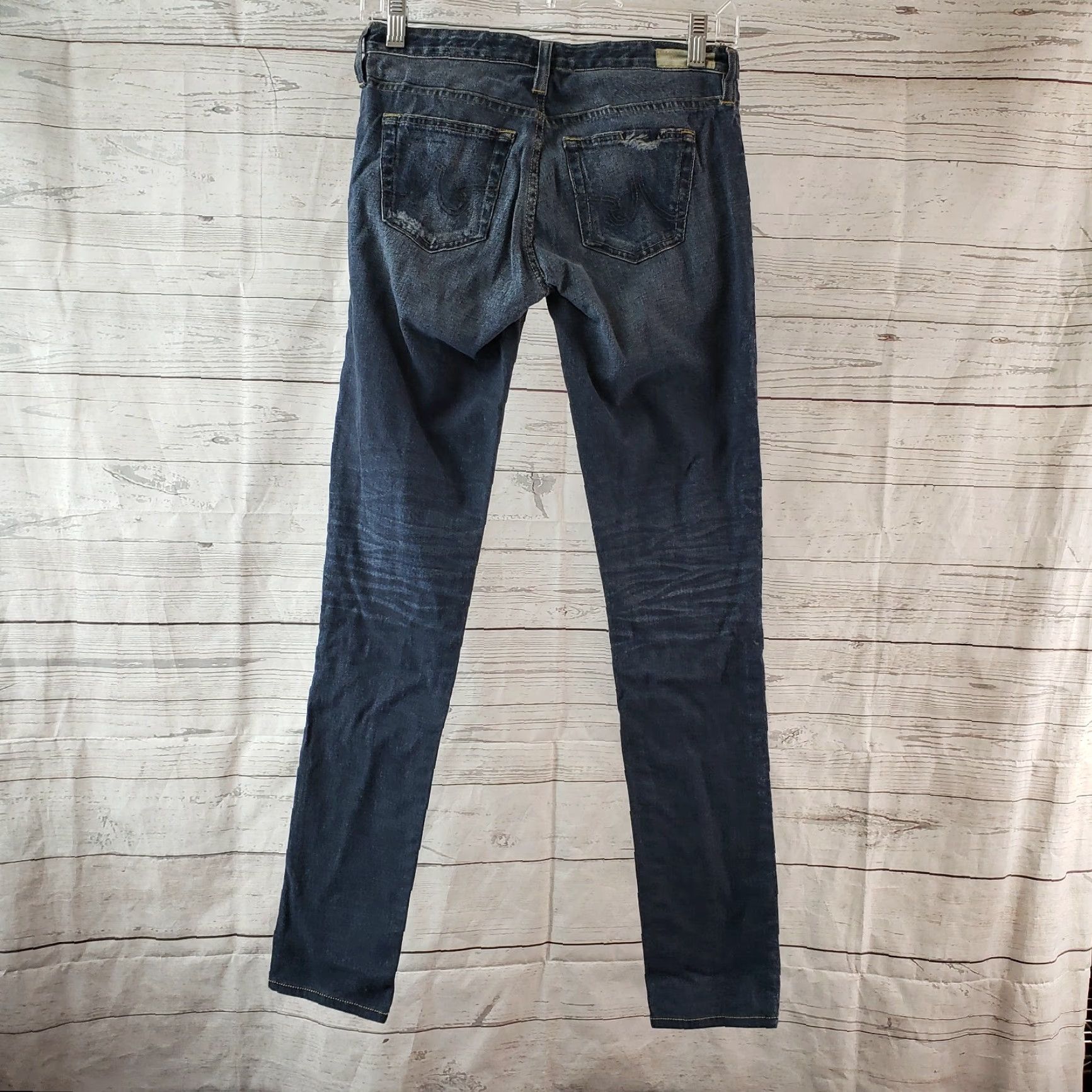 Denime AG Adriano Goldschmied Womens Digital Luxe Denim Stilt Cigarette Leg Jeans Sz 25 Blue Skinny Casual Retro 90s Womens Jeans Size 42" / US 20 - 3 Thumbnail