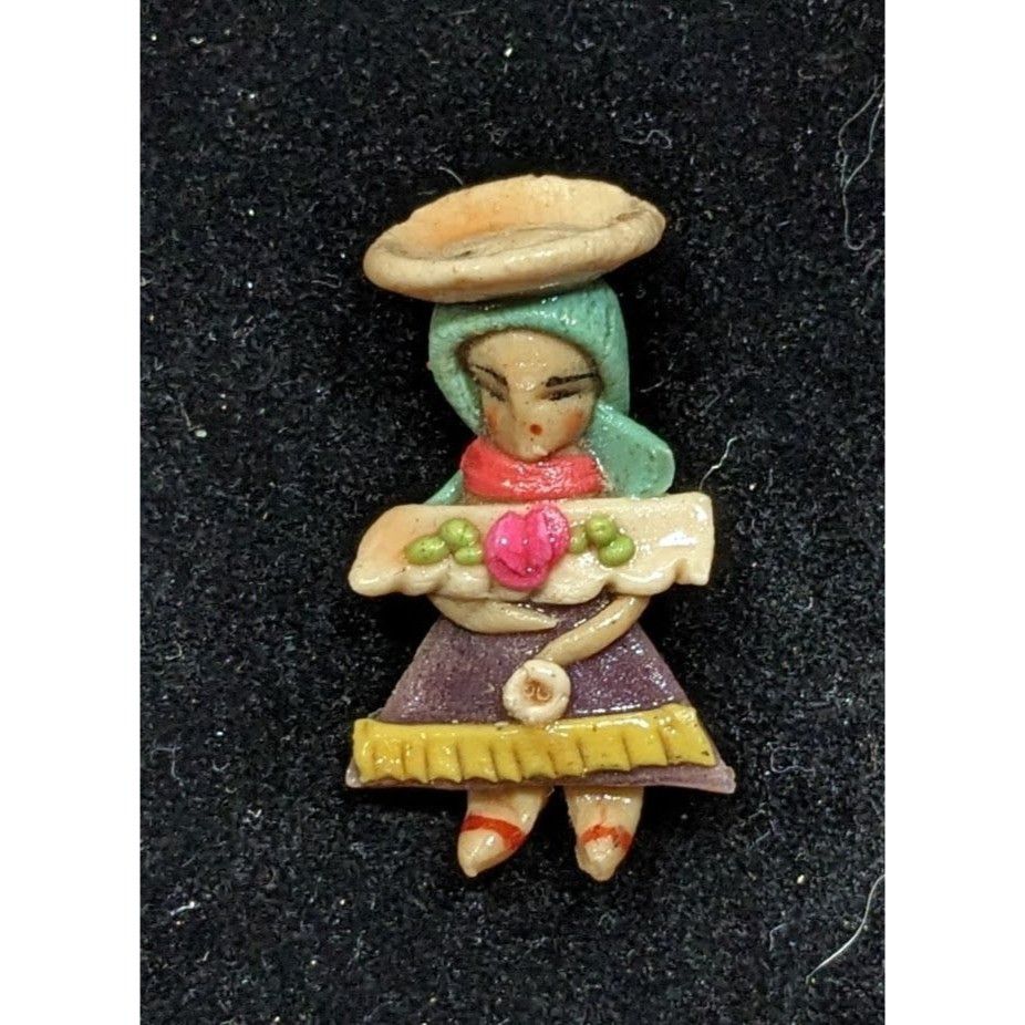 Handmade Vintage Handmade Ecuadorian Tiny Figural Clap Brooch Size ONE SIZE - 3 Thumbnail