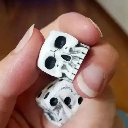 Other Handmade White Skull Dice (2 pcs) Size ONE SIZE - 3 Thumbnail