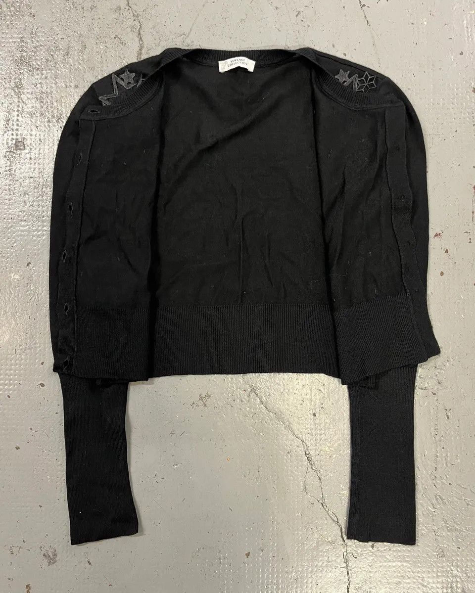 Versace 2010s Versace Black Star Embroidered Cardigan Size S / US 4 / IT 40 - 8 Thumbnail