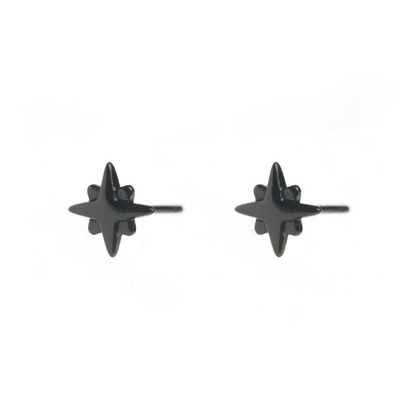 Jewelry × Sterling Silver Star Modern Earrings One Pairs Chrome Jewelry Size ONE SIZE - 5 Thumbnail