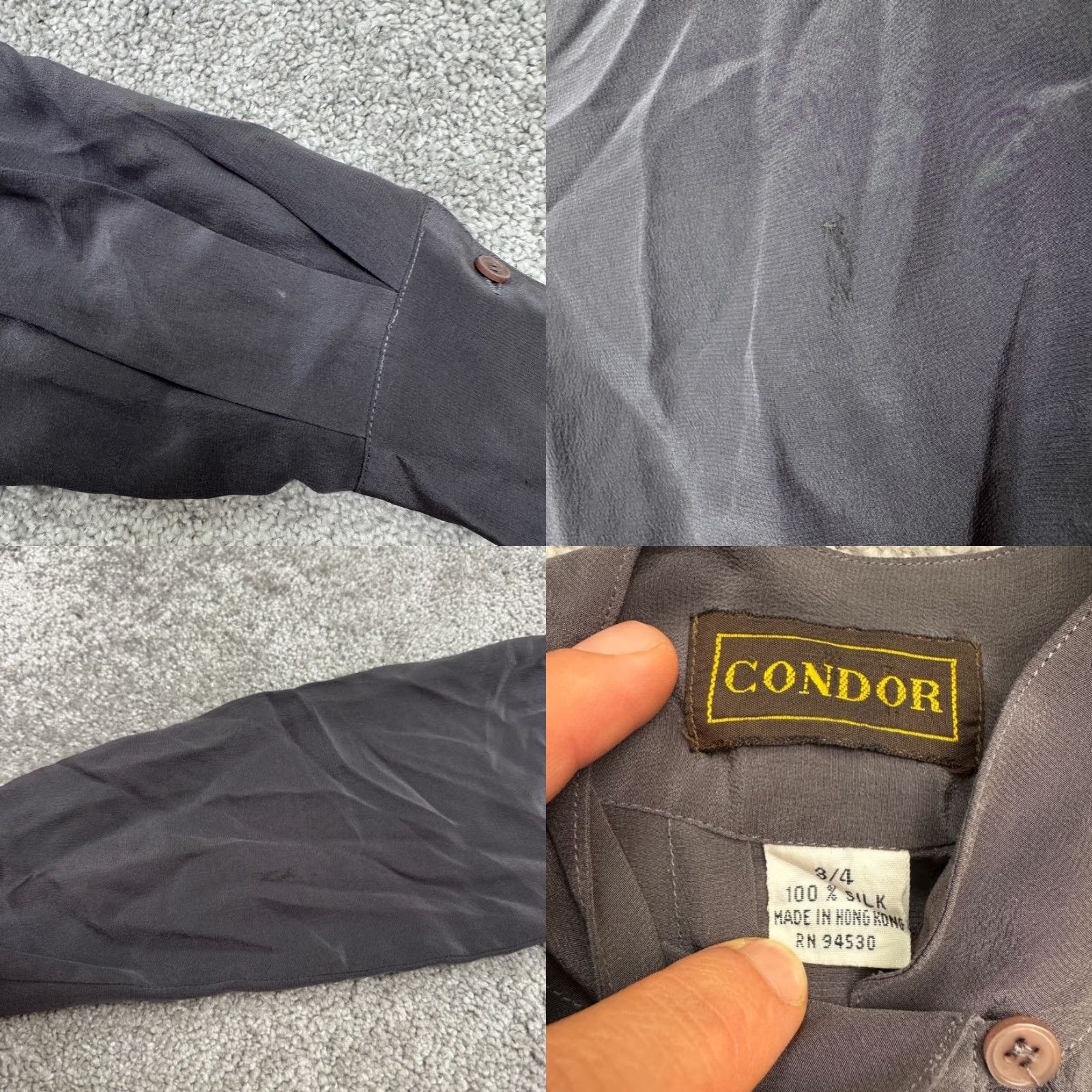Vintage VINTAGE Condor Silk Blouse Women Adult Medium Gray 80s Retro Mock Neck Button Shirt Size XS / US 0-2 / IT 36-38 - 8 Thumbnail